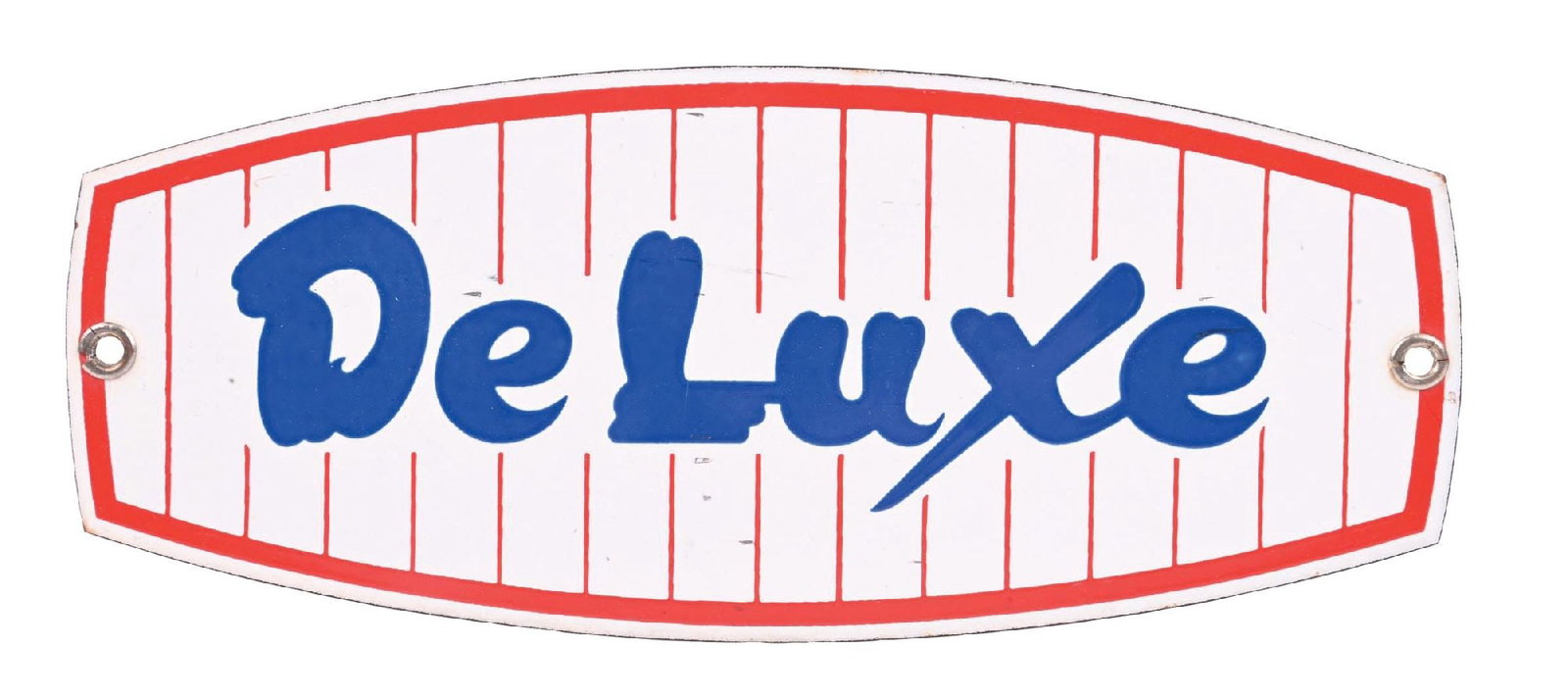 DELUXE GASOLINE PORCELAIN PUMP PLATE SIGN (1 of 2)