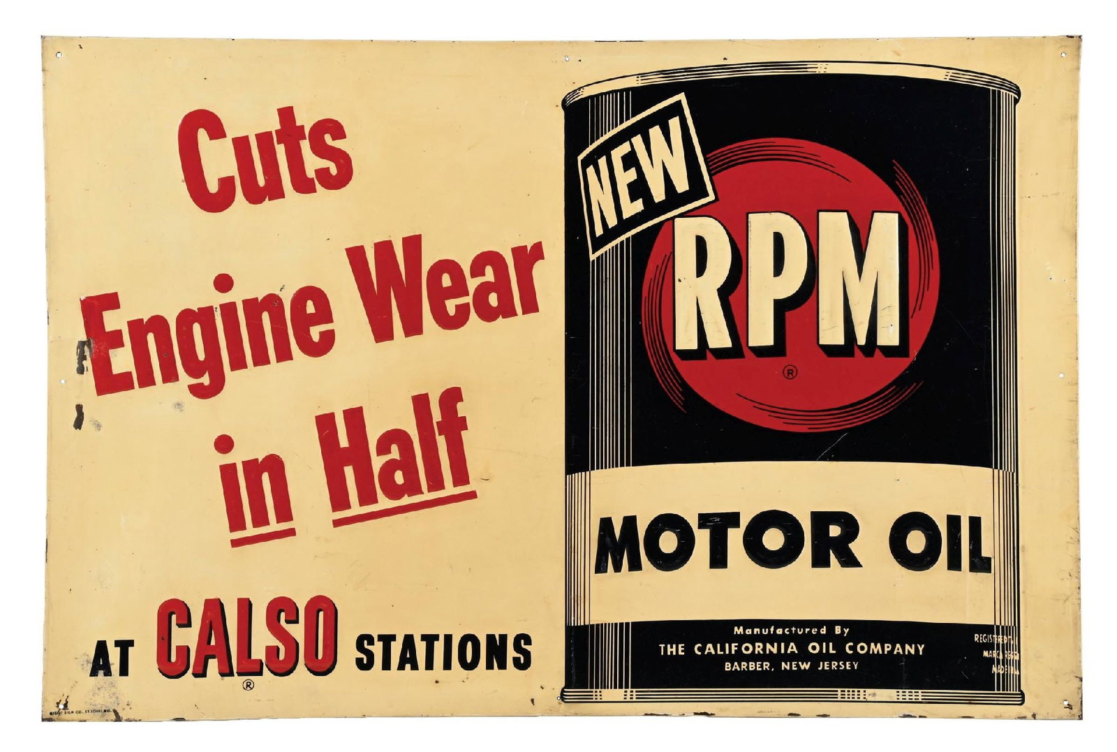 RPM MOTOR OIL EMBOSSED TIN SIGN (1 of 3)