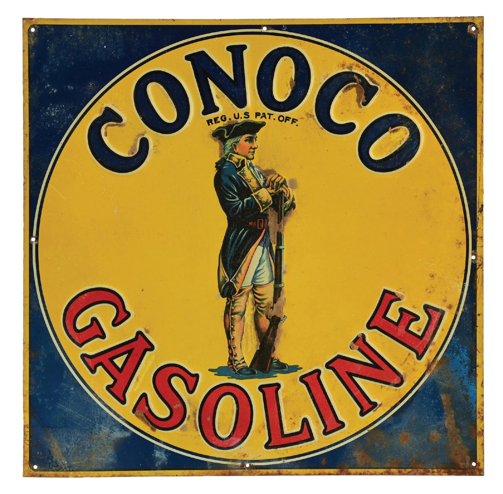 CONOCO GASOLINE EMBOSSED TIN SIGN (1 of 3)
