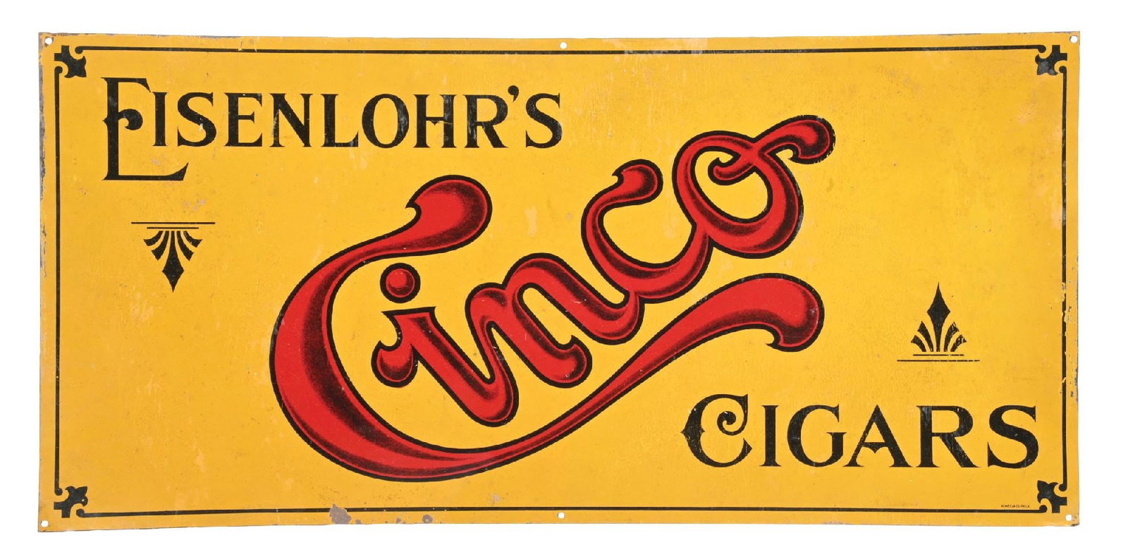 EISENLOHR'S CINCO CIGARS TIN SIGN (1 of 3)