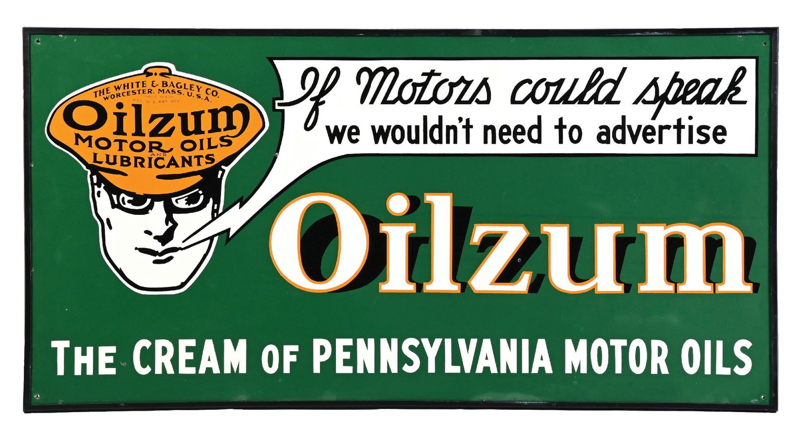 OILZUM MOTOR OILS TIN REPRODUCTION BILLBOARD SIGN (1 of 2)