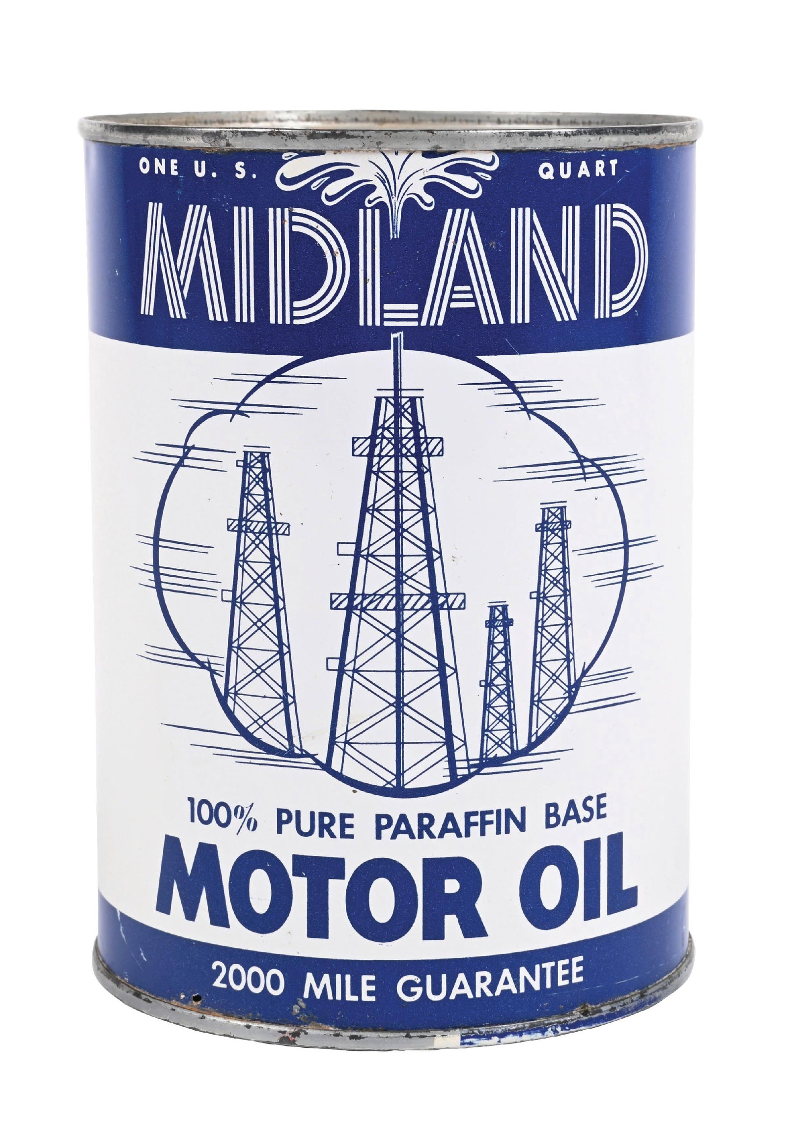 MIDLAND MOTOR OILS ONE QUART CAN W/ OIL DERRICK GRAPHIC (1 of 6)