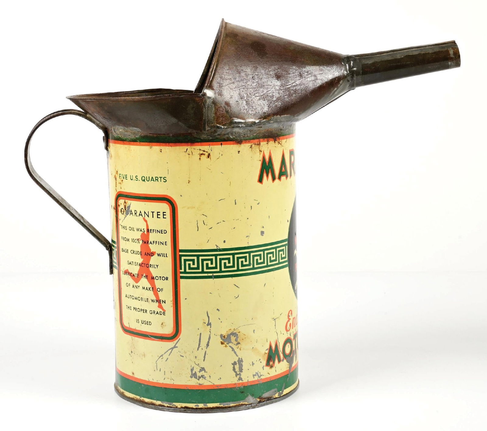 MARATHON MOTOR OIL FIVE QUART FOLK ART OIL CAN - 4