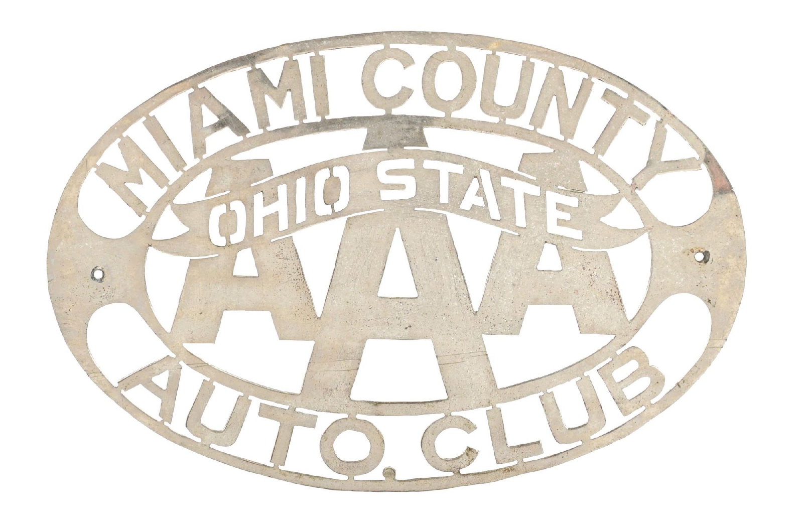 OHIO STATE AUTO CLUB MIAMI COUNTY METAL RADIATOR BADGE SIGN (1 of 2)