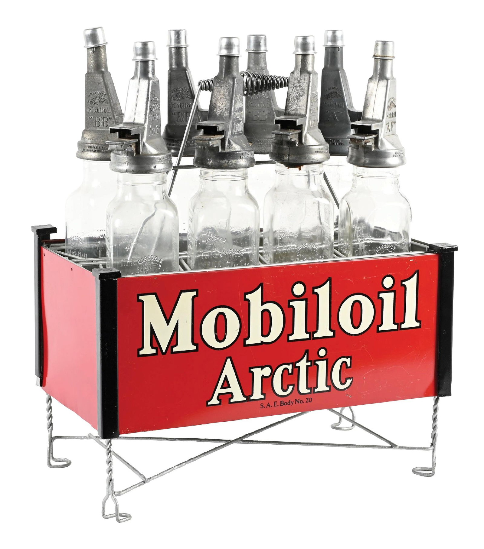 MOBILOIL ARCTIC & AF FILPRUF BOTTLE RACK WITH BOTTLES (1 of 4)