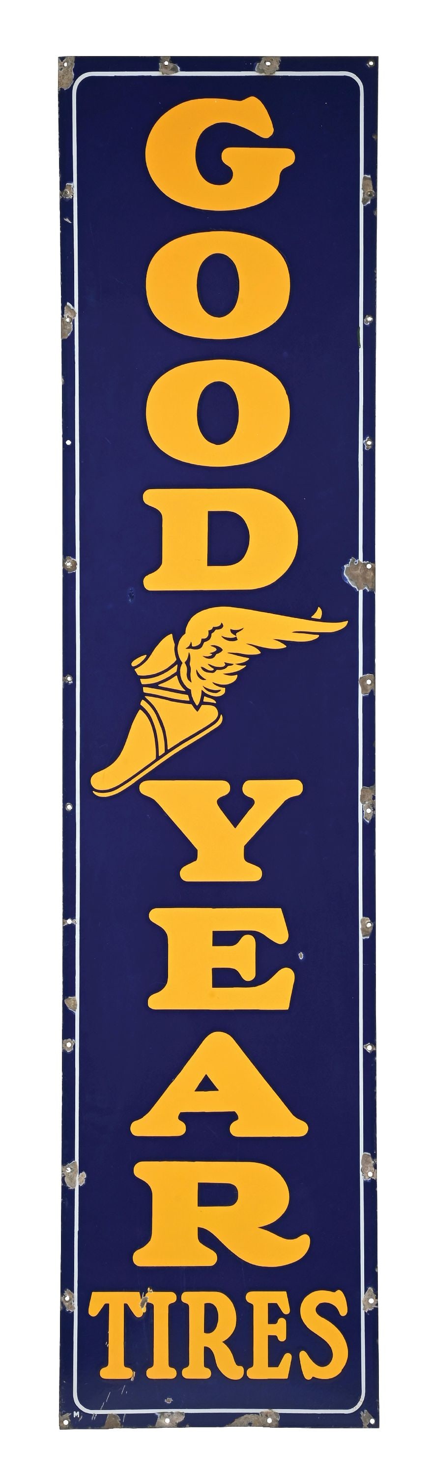 GOODYEAR TIRES PORCELAIN SIGN WITH WINGED FOOT GRAPHIC (1 of 3)