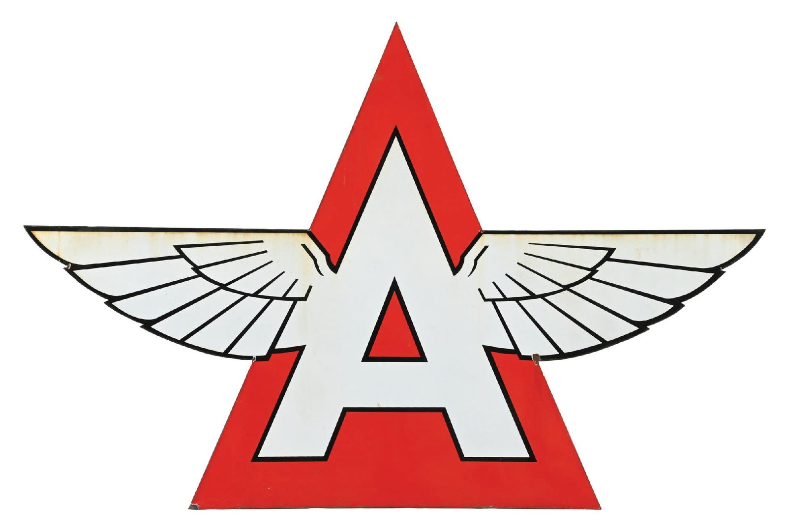 FLYING A GASOLINE DIE-CUT PORCELAIN SERVICE STATION SIGN (1 of 2)