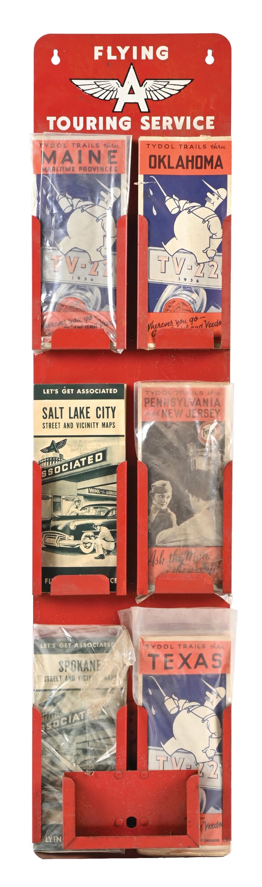 FLYING A TOURING SERVICE TIN WALL MAP DISPLAY WITH MAPS (1 of 2)