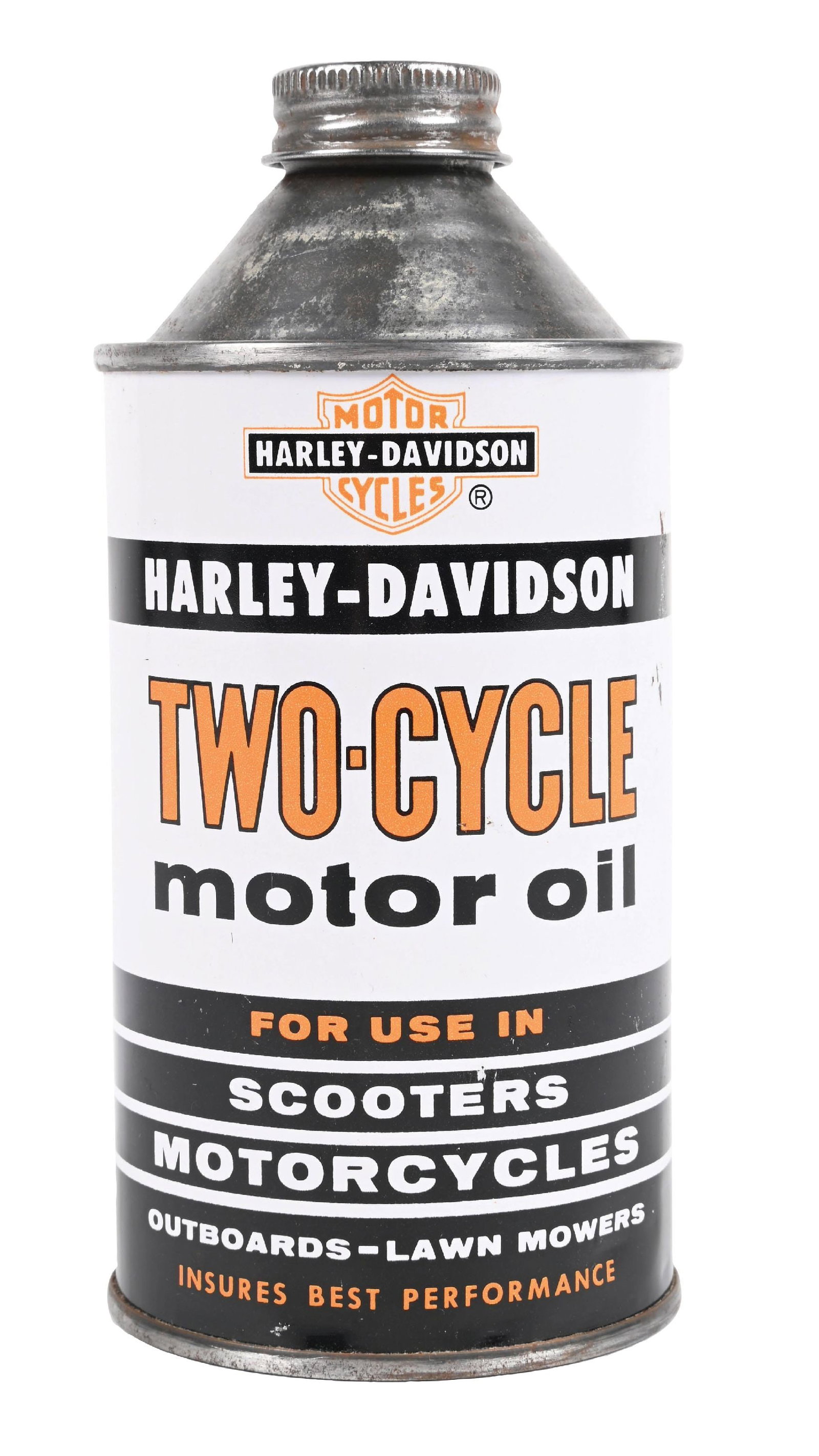 HARLEY-DAVIDSON TWO-CYCLE MOTOR OIL 12 OZ. CONE TOP CAN (1 of 5)