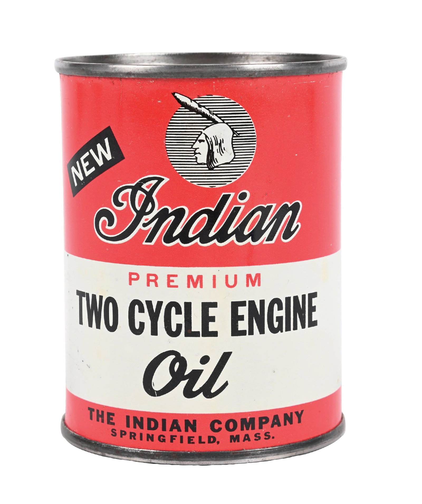 INDIAN PREMIUM TWO CYCLE ENGINE OIL ONE HALF PINT CAN (1 of 6)