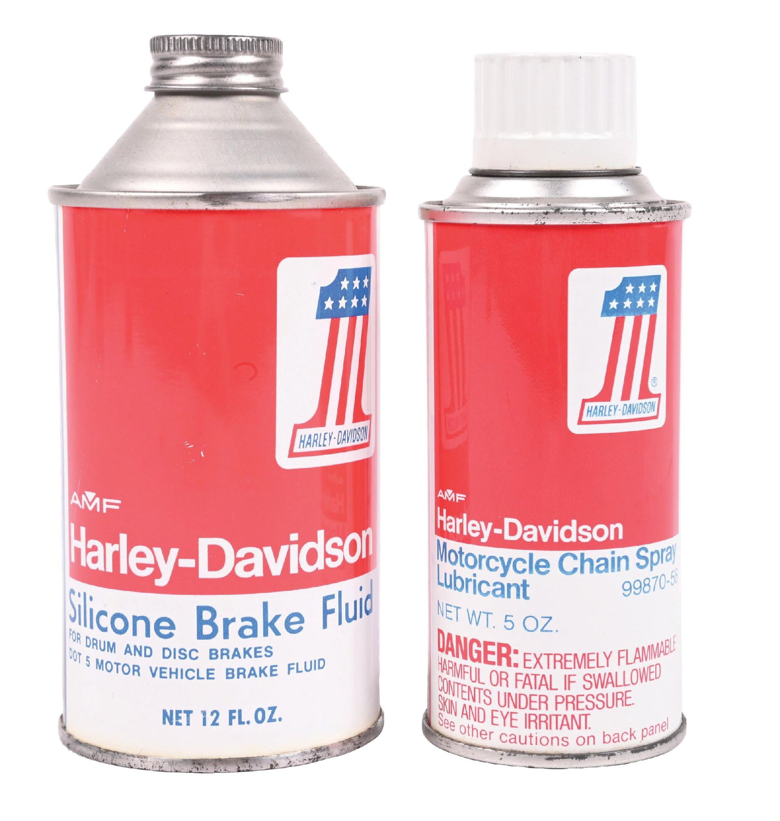 COLLECTION OF 2: HARLEY-DAVIDSON BRAKE FLUID AND CHAIN SPRAY LUBRICANT CANS (1 of 4)