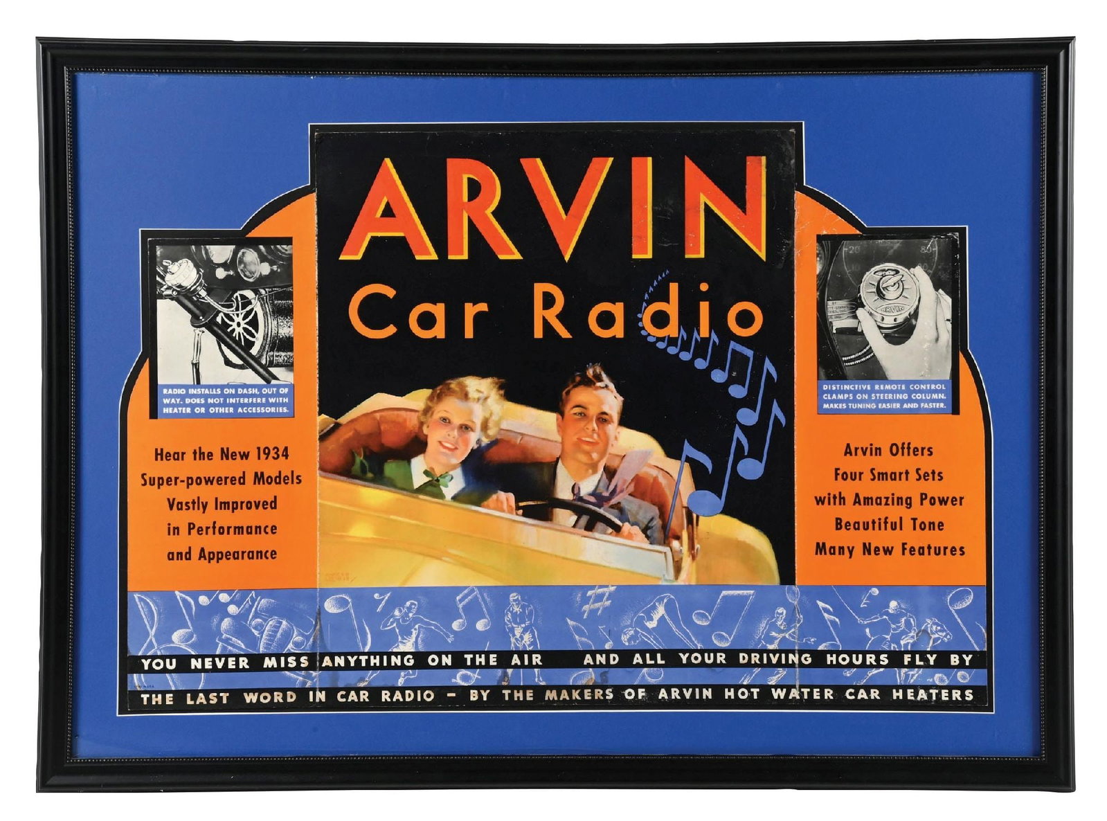 ARVIN CAR RADIO FRAMED CARDSTOCK TRI-FOLD STORE DISPLAY (1 of 2)