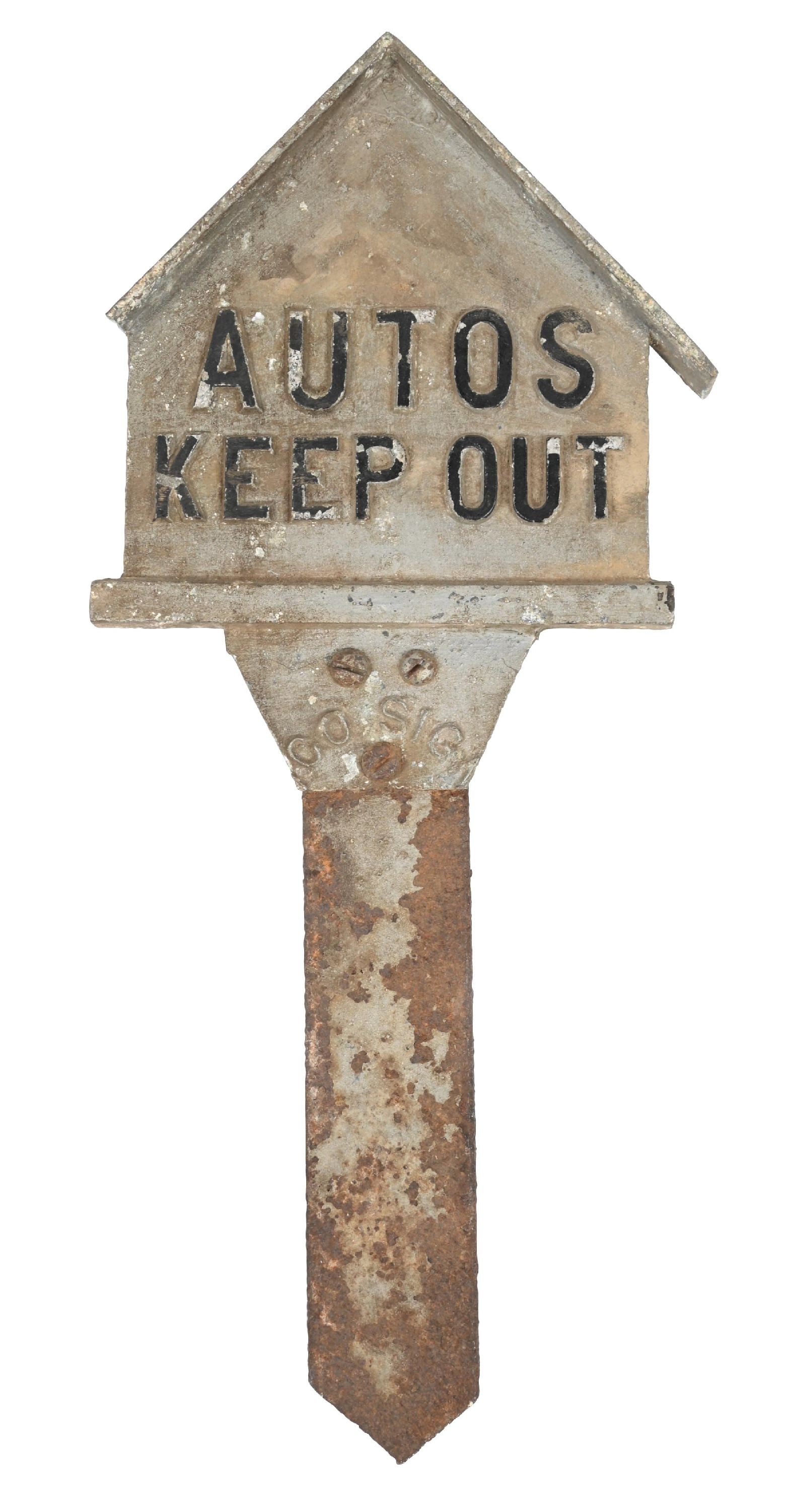 AUTOS KEEP OUT METAL STAKE SIGN (1 of 2)