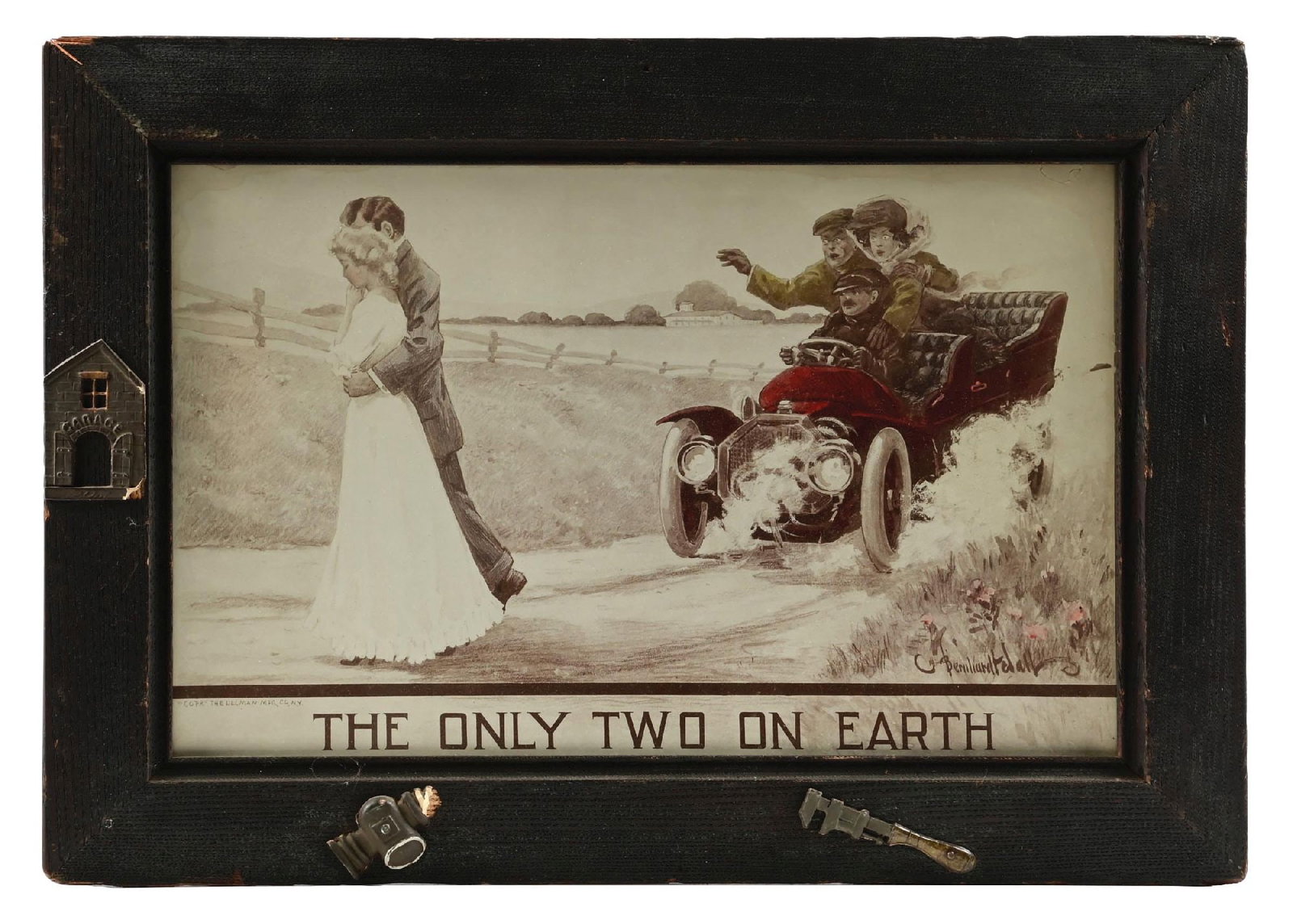 THE ONLY TWO ON EARTH FRAMED LITHOGRAPH W/ AUTOMOBILE GRAPHIC (1 of 3)