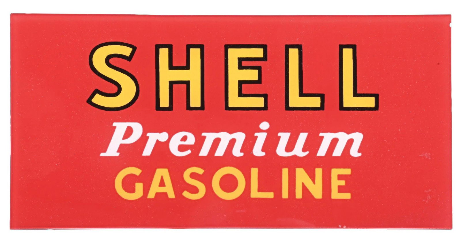 SHELL PREMIUM GASOLINE GAS PUMP AD GLASS PANEL (1 of 2)