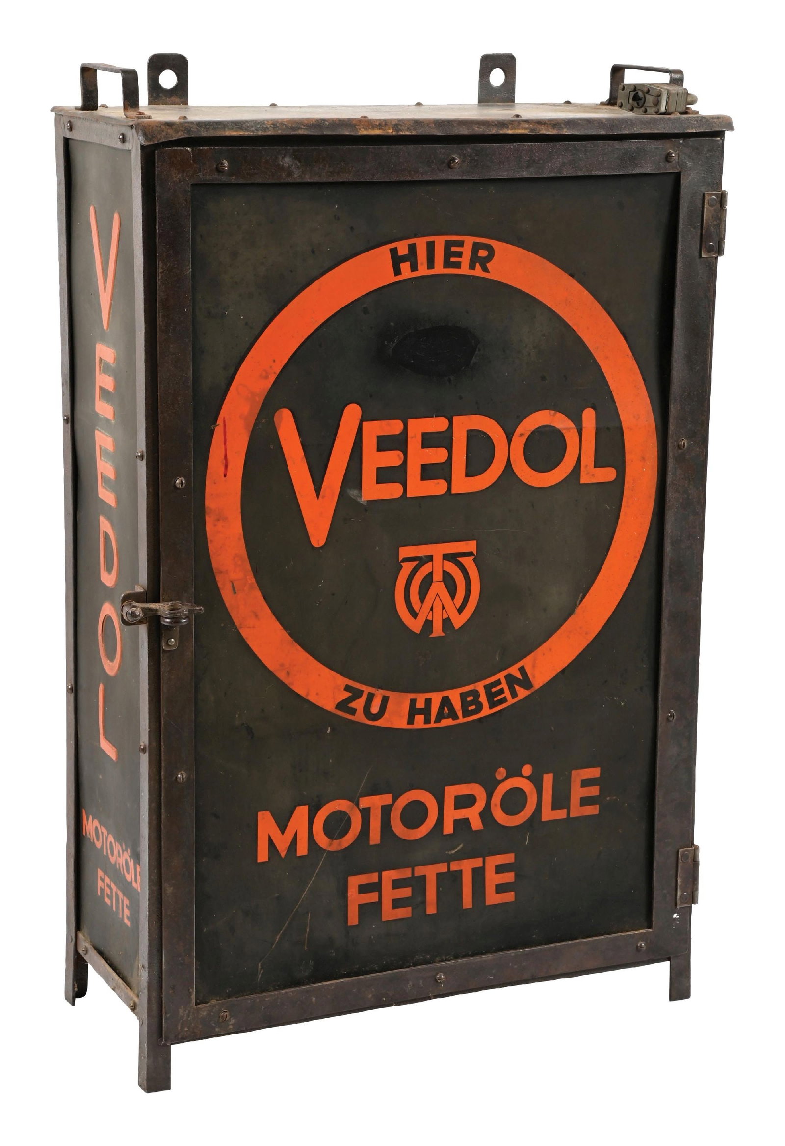 RARE VEEDOL MOTOR OIL SERVICE STATION CABINET WITH TIN SIGNS (1 of 5)