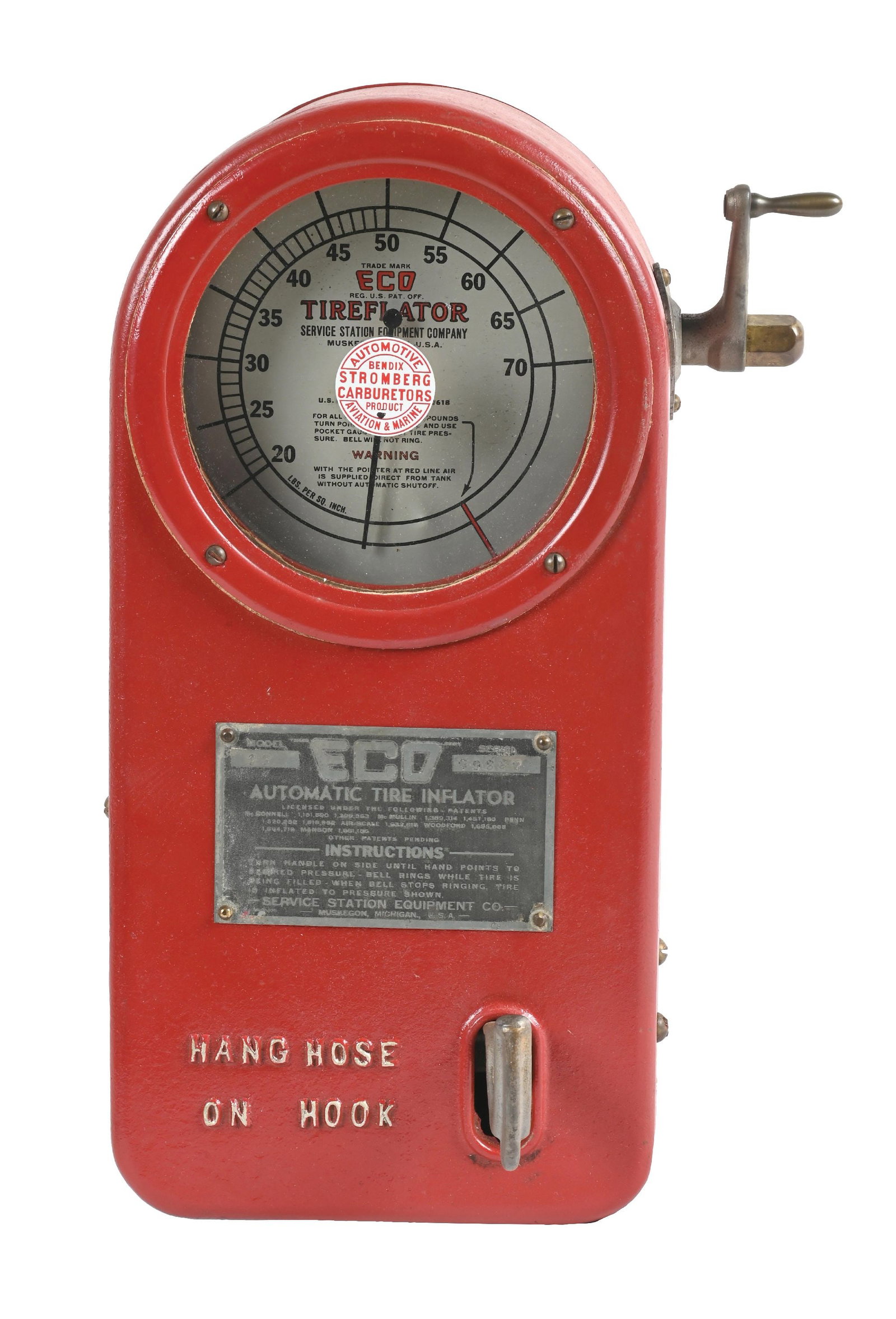 ECO MODEL #25 AUTOMATIC TIRE INFLATOR AIR METER W/ CLOCK FACE (1 of 4)