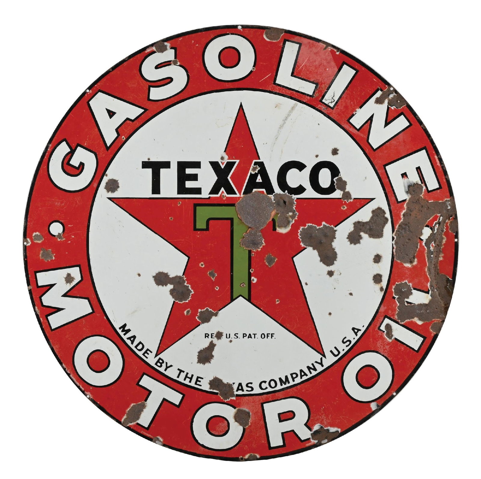 TEXACO GASOLINE & MOTOR OIL PORCELAIN SIGN (1 of 2)