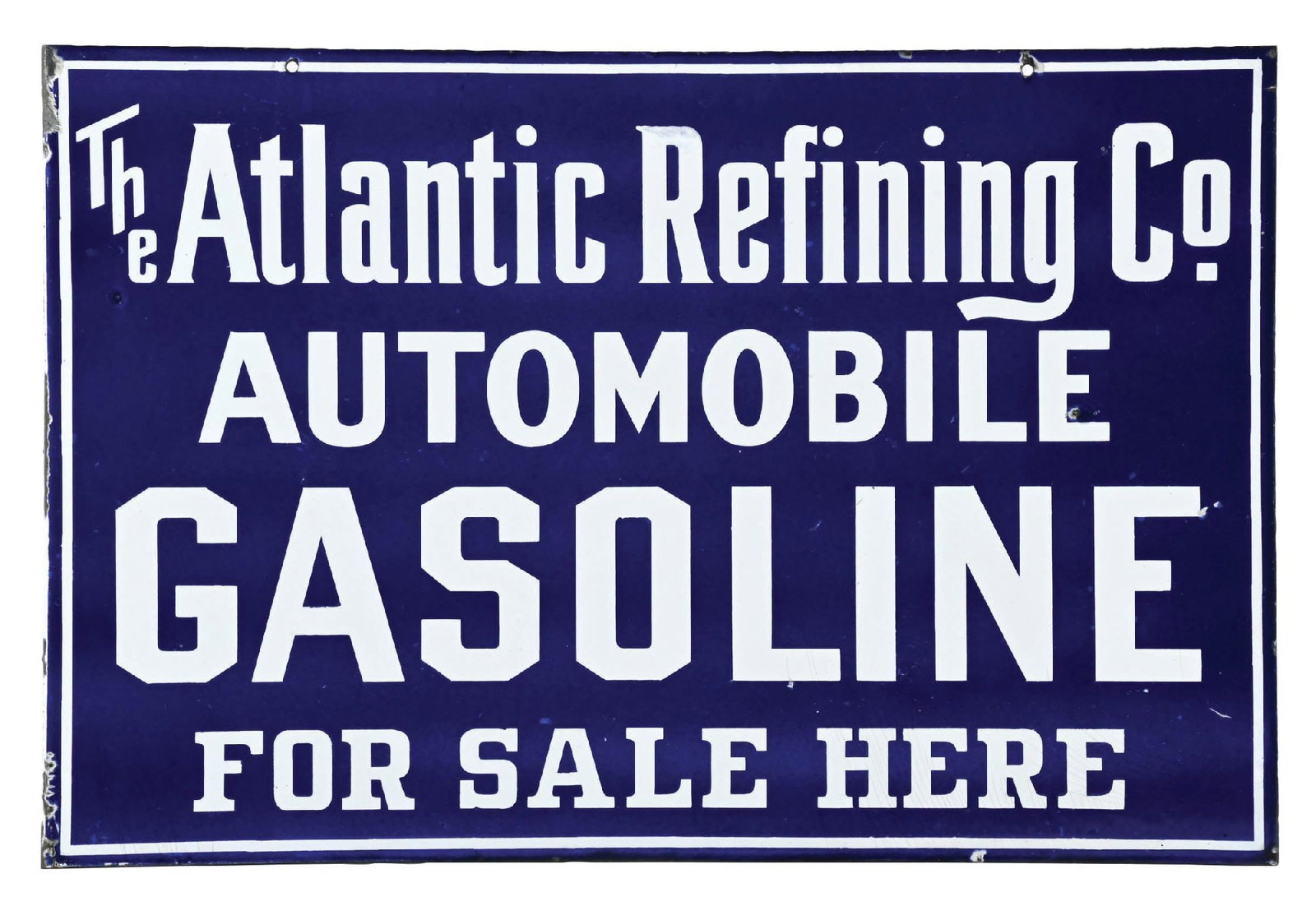 ATLANTIC REFINING AUTOMOBILE GASOLINE FOR SALE HERE PORCELAIN FLANGE SIGN (1 of 3)