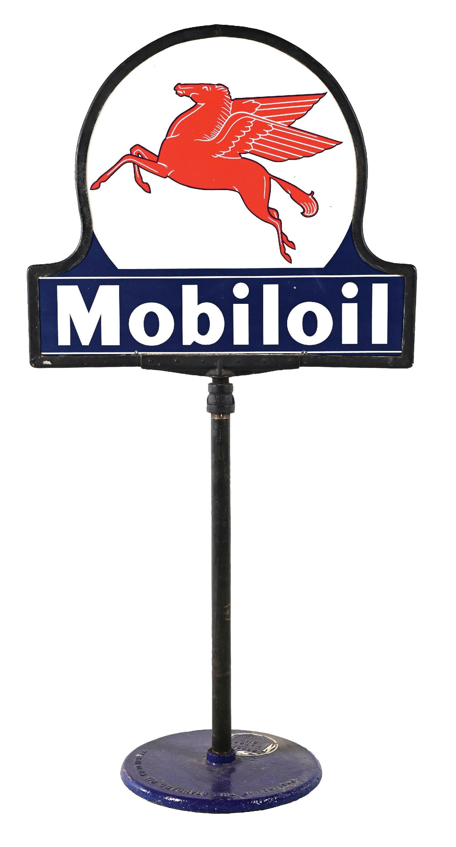 MOBILOIL PORCELAIN LOLLIPOP SIGN WITH SOCONY BASE (1 of 3)