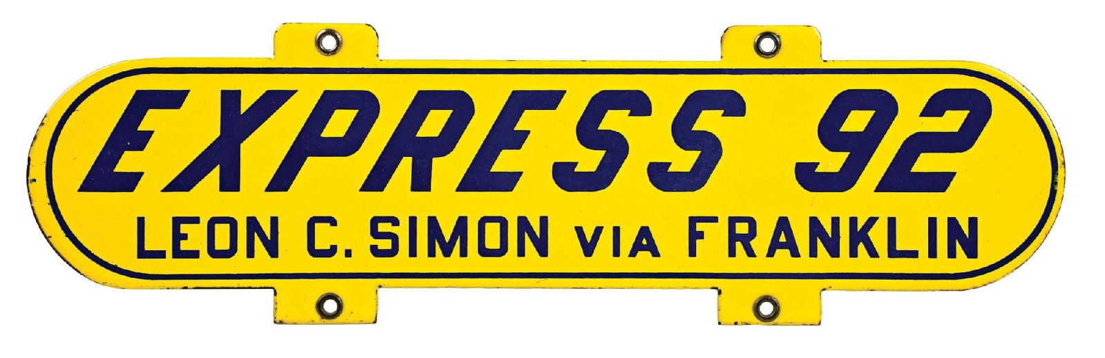 CITY OF NEW ORLEANS, LOUISIANA EXPRESS 92 PORCELAIN BUS ROUTE SIGN (1 of 2)
