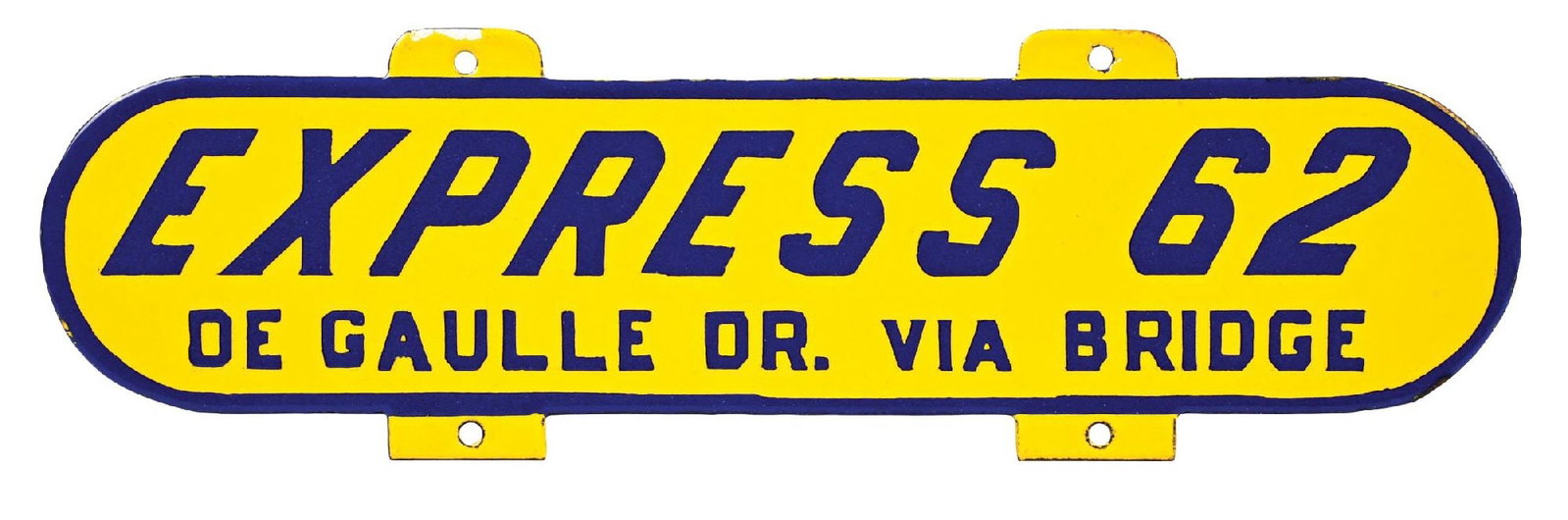 CITY OF NEW ORLEANS LOUISIANA EXPRESS 62 PORCELAIN BUS ROUTE SIGN (1 of 2)