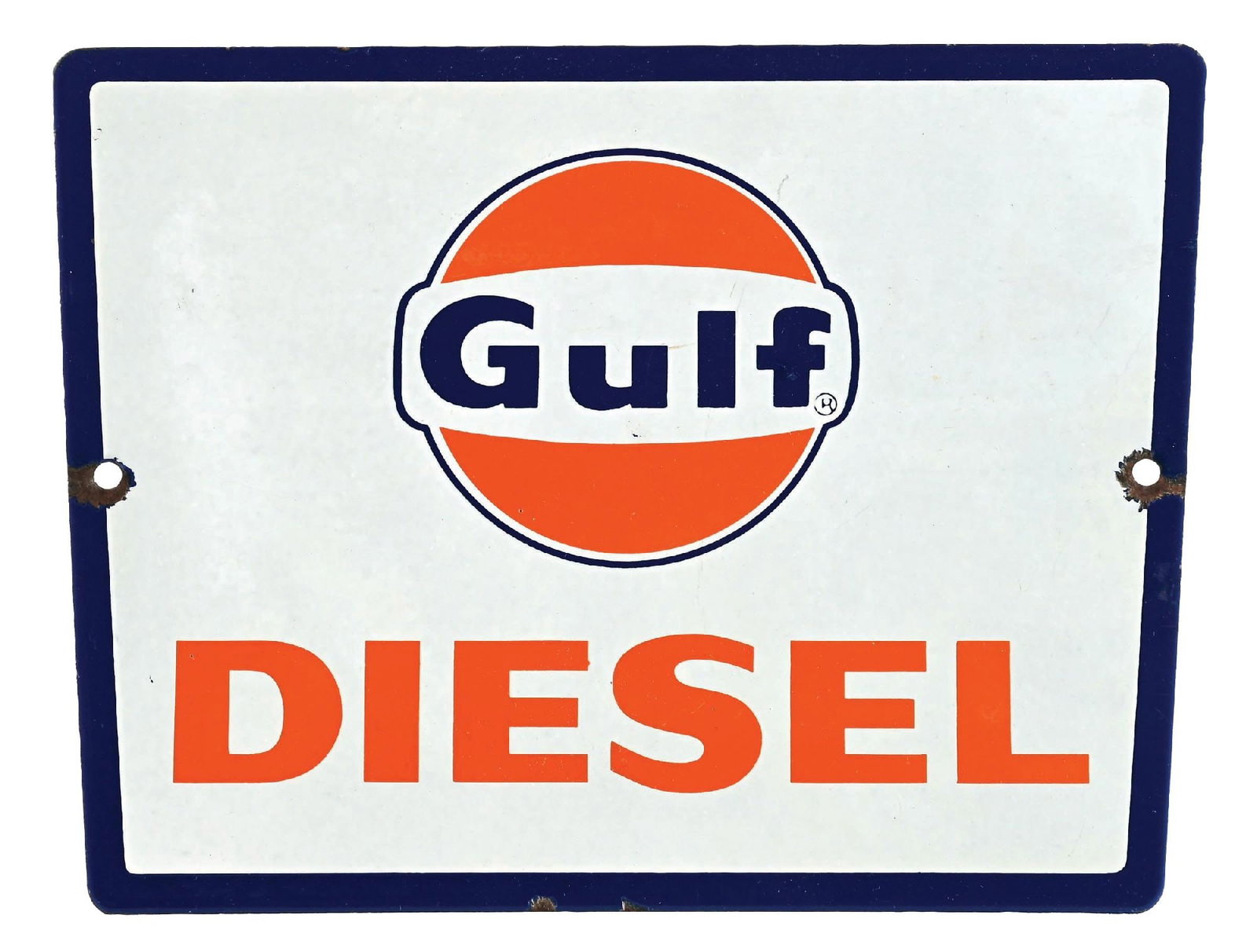 GULF DIESEL PORCELAIN PUMP PLATE SIGN (1 of 2)