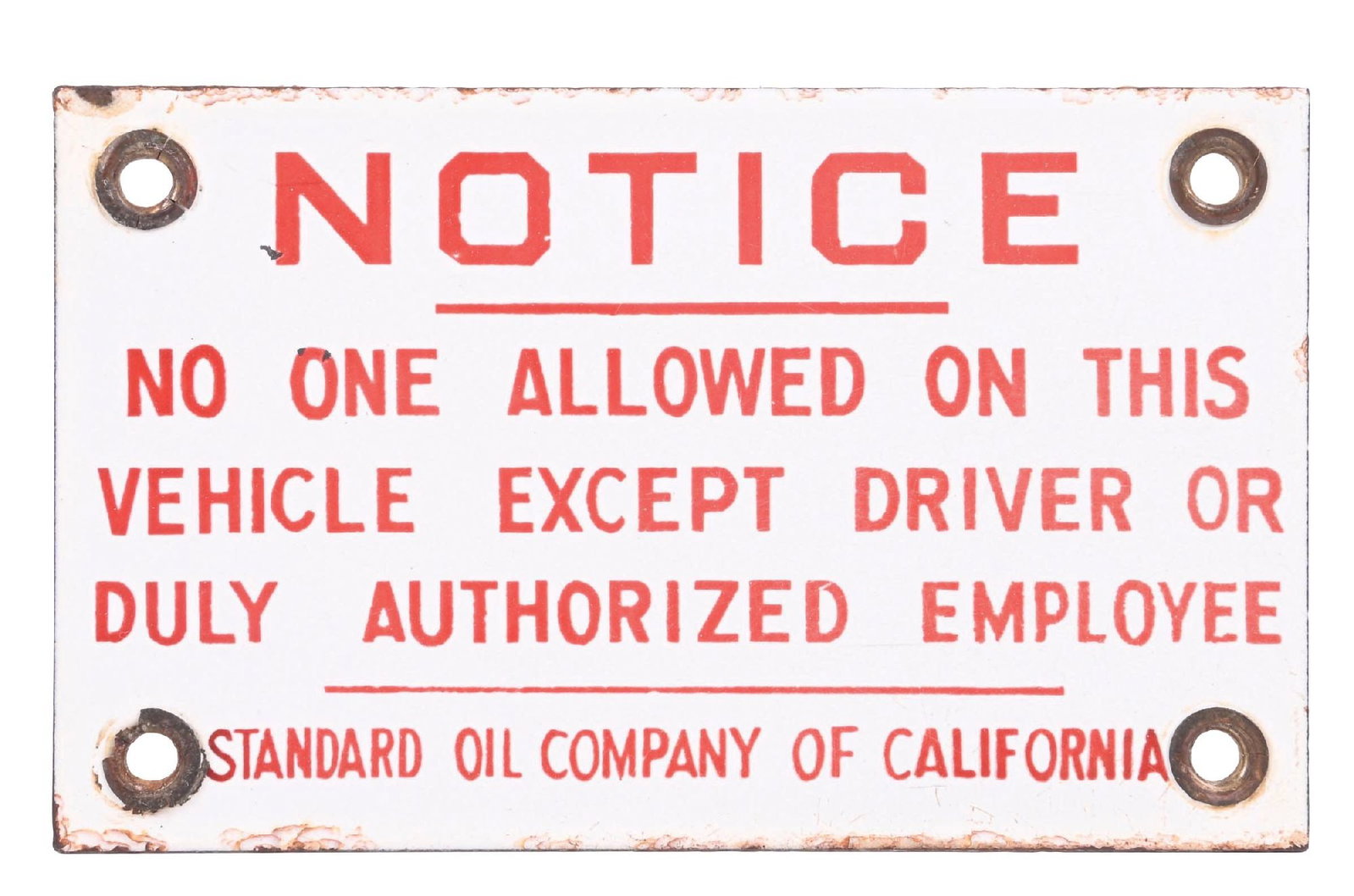 STANDARD OIL OF CALIFORNIA PORCELAIN DELIVERY TRUCK SIGN (1 of 2)