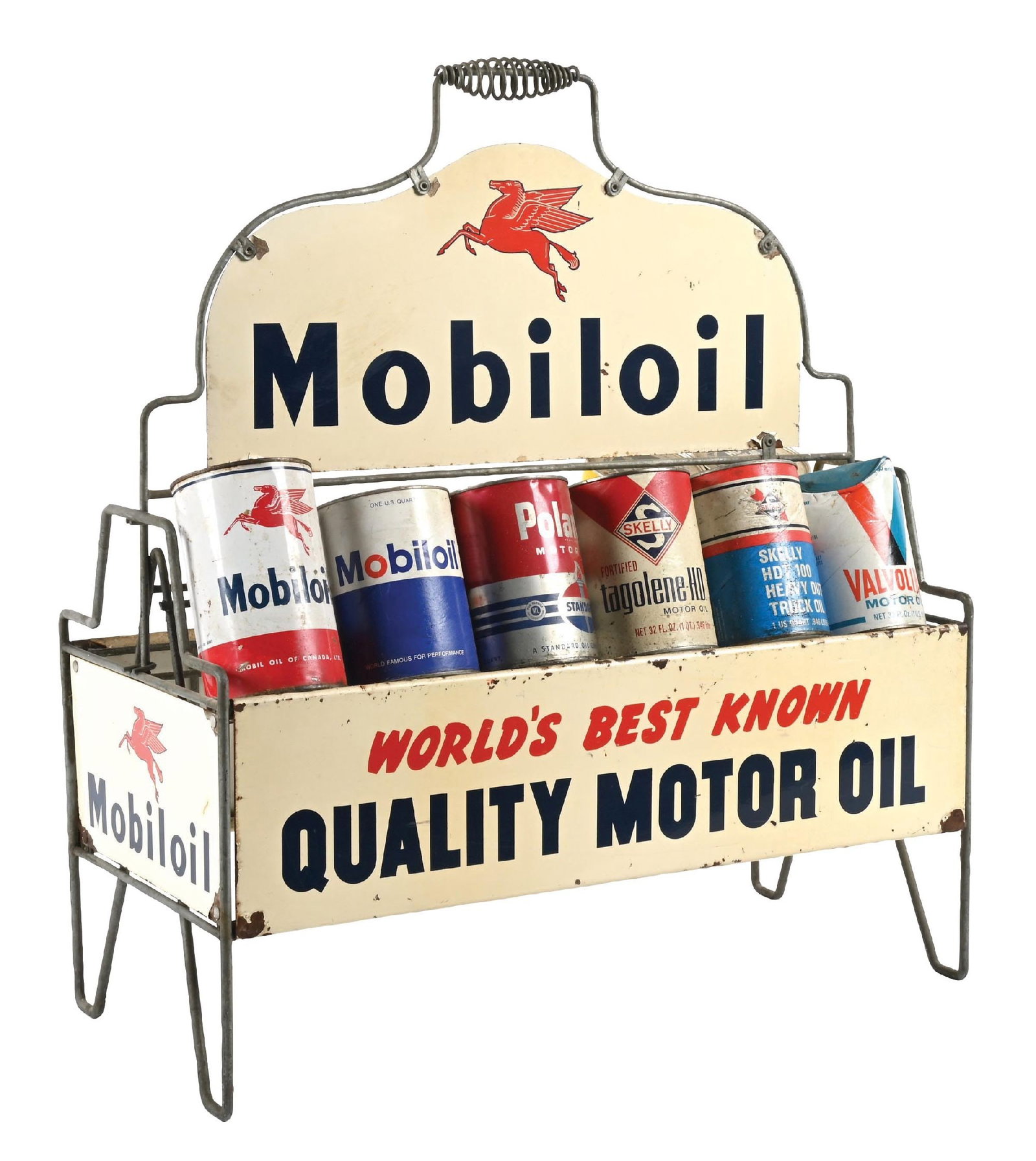 MOBILOIL WORLDS BEST KNOWN QUALITY MOTOR OIL TIN QUART CAN RACK (1 of 4)