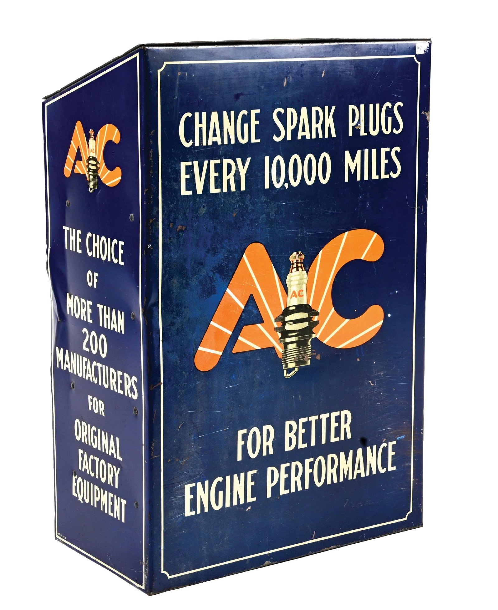 AC SPARK PLUGS FOR BETTER PERFORMANCE SPARK PLUGS TIN STORE DISPLAY CABINET (1 of 4)