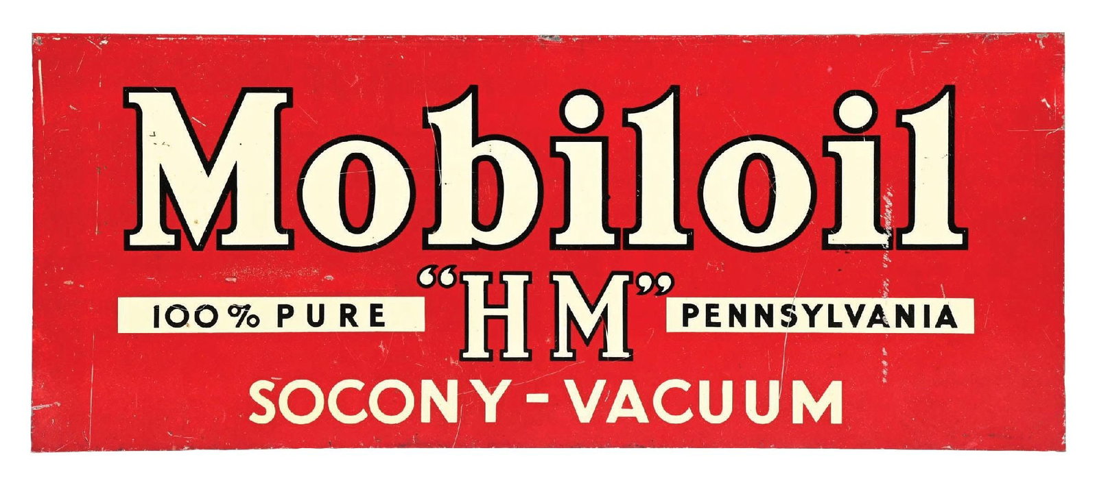 MOBILOIL "HM" TIN BOTTLE RACK SIGN (1 of 2)