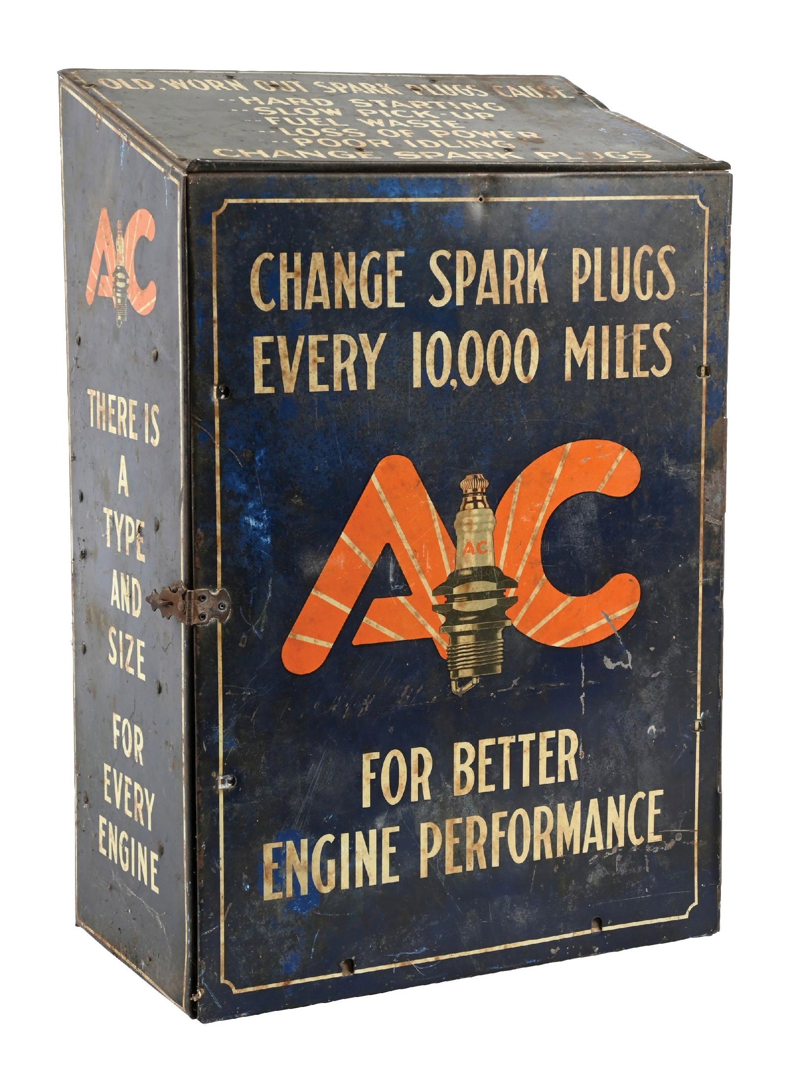 AC SPARK PLUGS TIN STORE DISPLAY CABINET W/ PRODUCT (1 of 5)