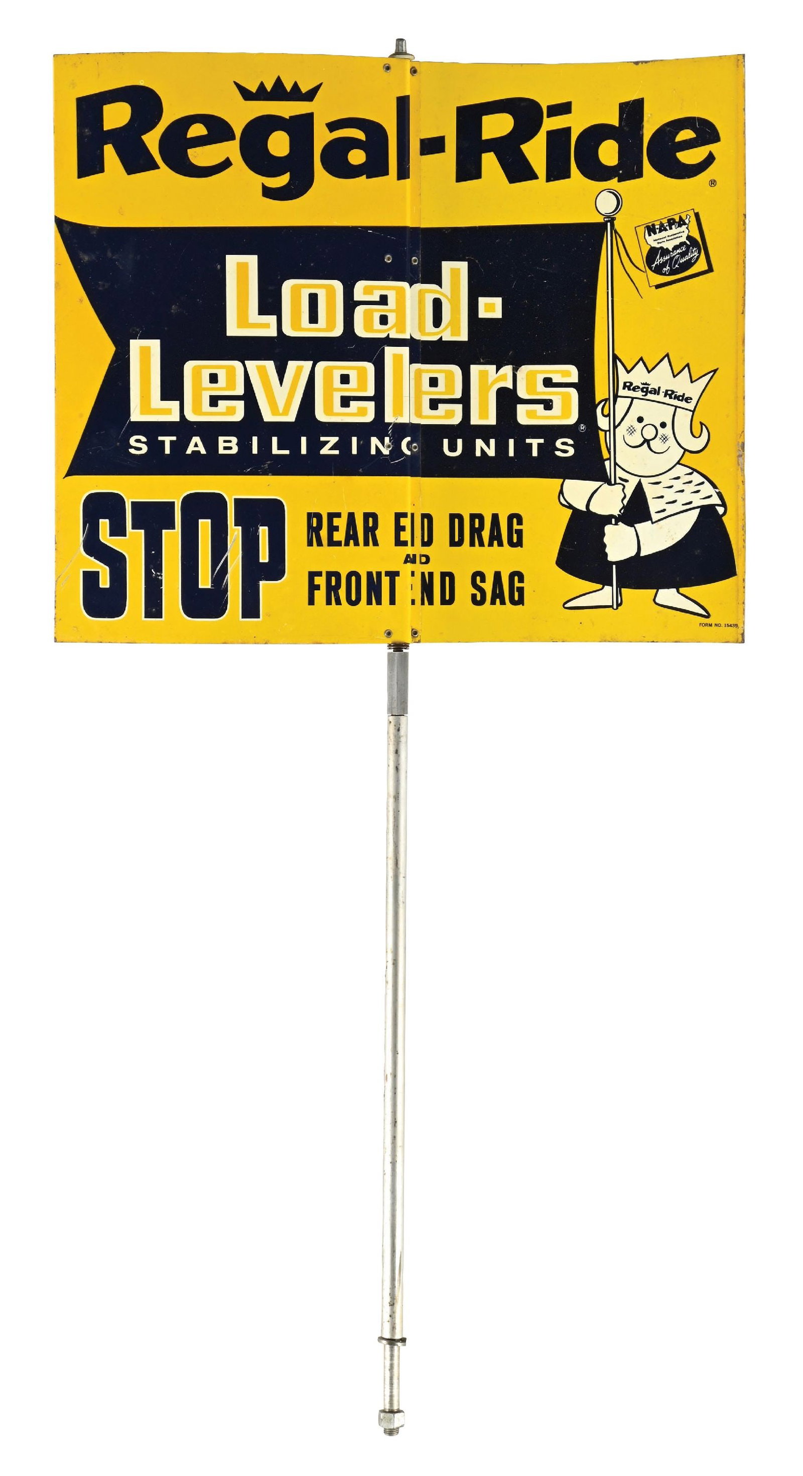 REGAL-RIDE LOAD LEVELERS SPINNING TIN SIGN ON DISPLAY POLE (1 of 3)
