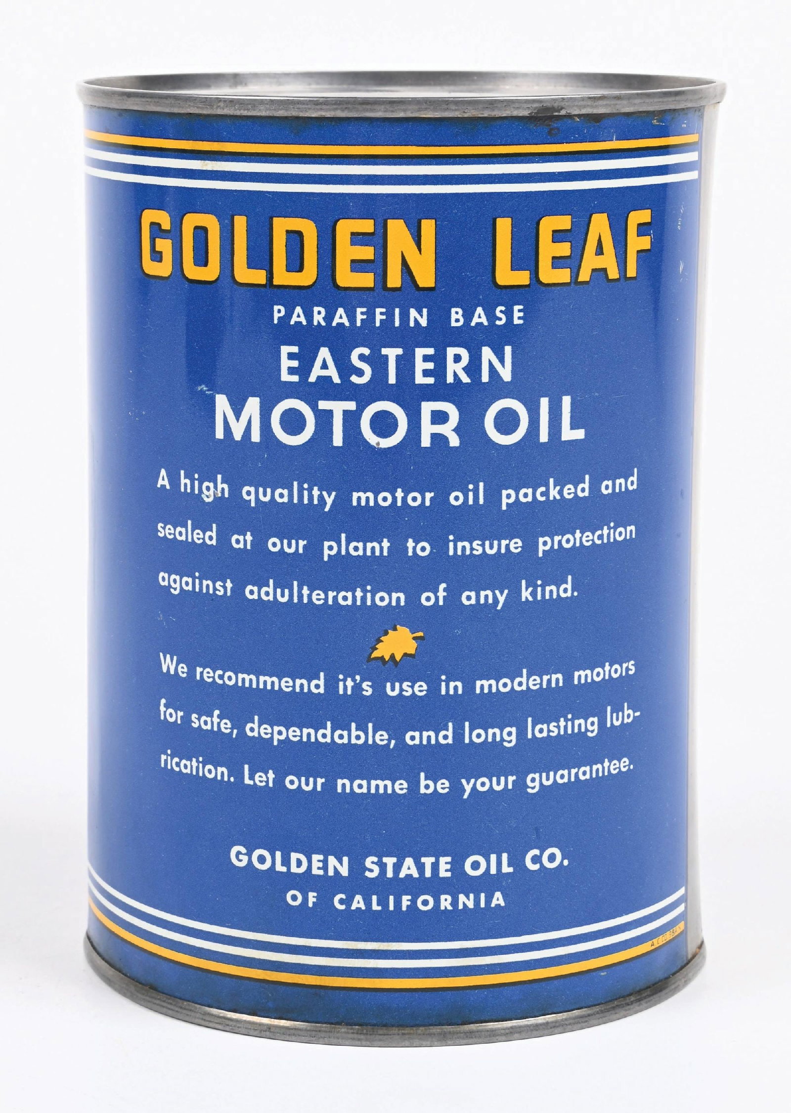 GOLDEN LEAF MOTOR OILS ONE QUART CAN - 3