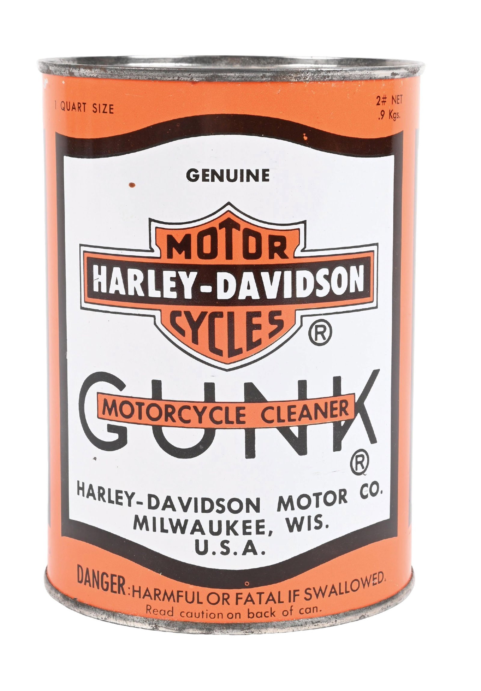 HARLEY-DAVIDSON GUNK MOTORCYCLE CLEANER ONE QUART CAN (1 of 6)