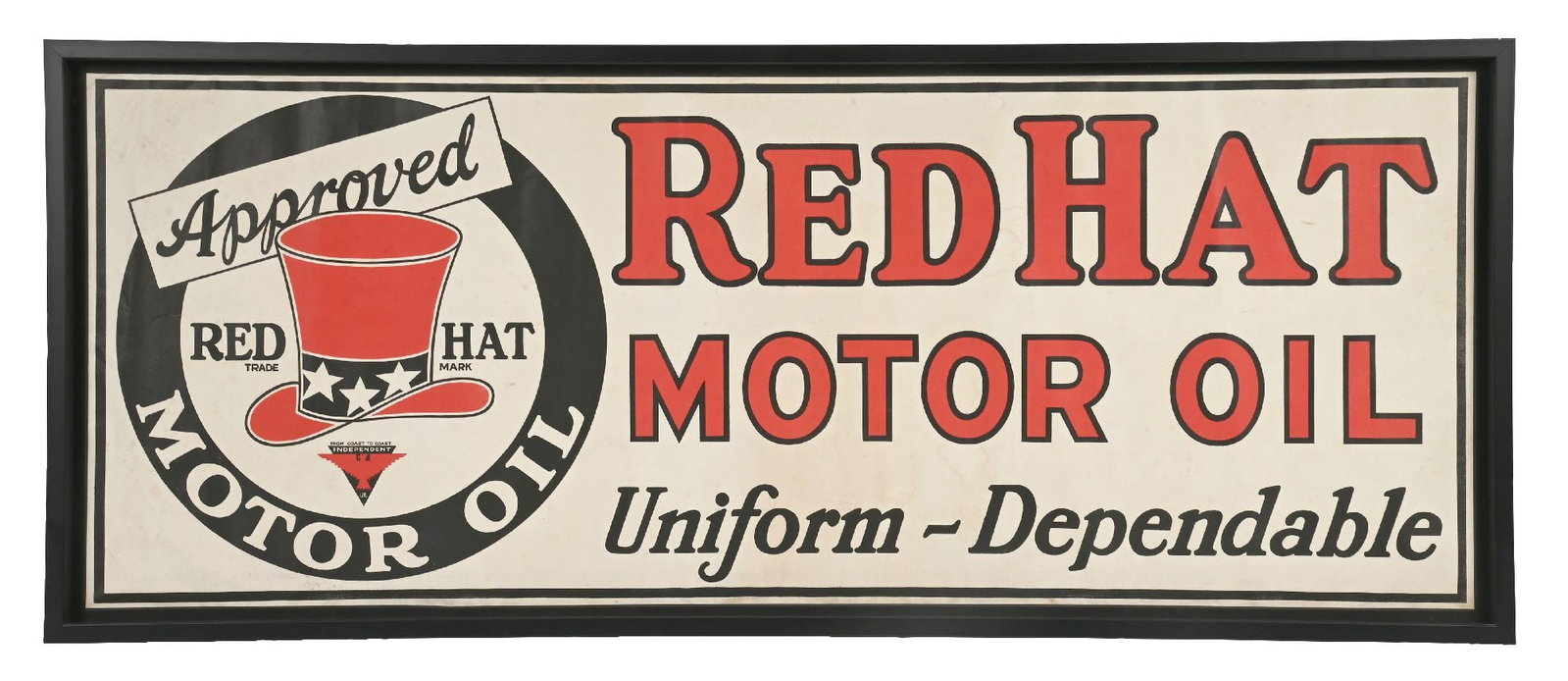 RARE & OUTSTANDING RED HAT MOTOR OIL N.O.S. CLOTH BANNER (1 of 2)