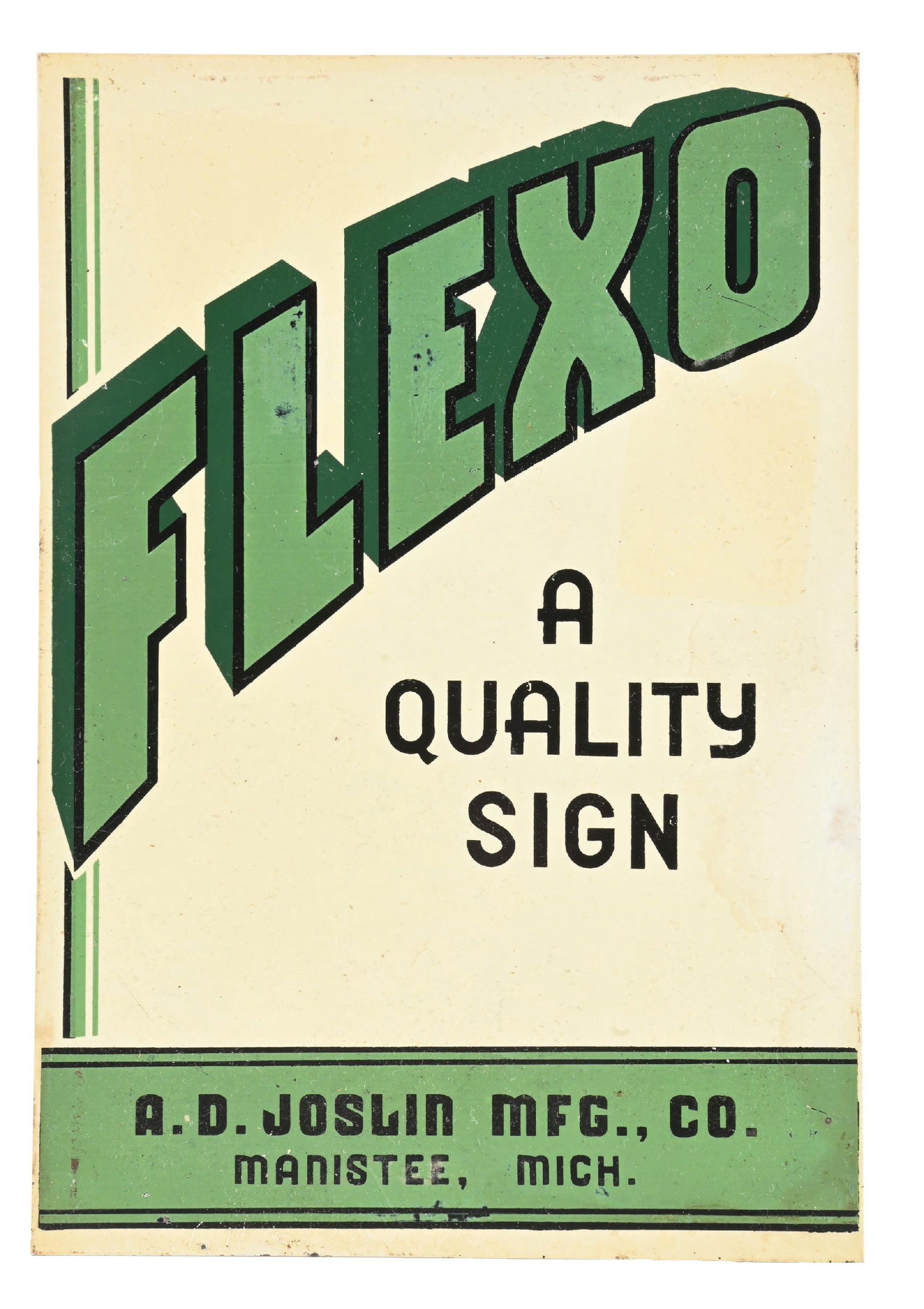 FLEXO QUALITY SIGNS TIN SALESMAN SAMPLE SIGN (1 of 2)