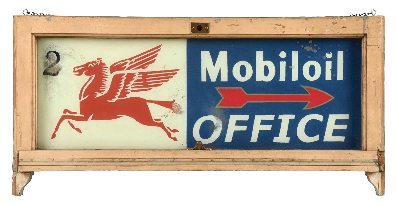 MOBILOIL OFFICE FRAMED GLASS SIGN (1 of 2)