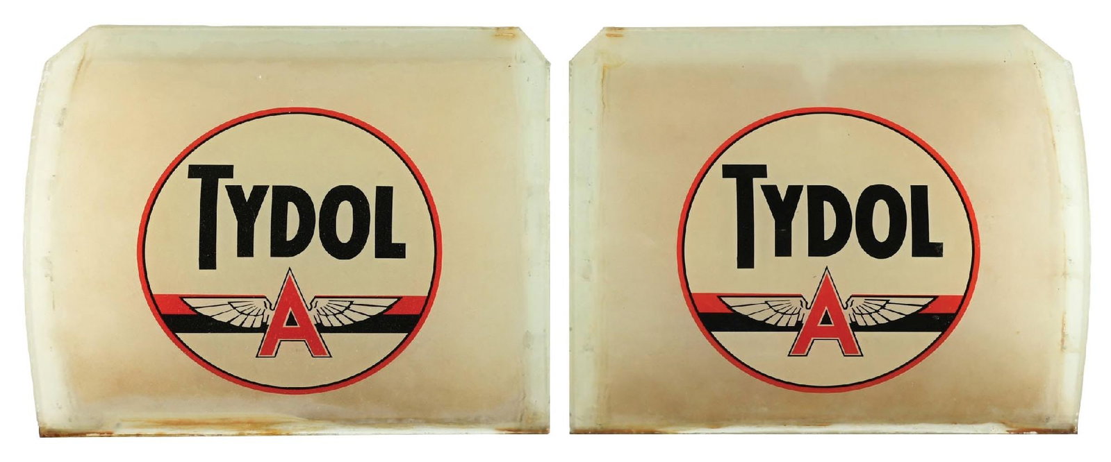 COLLECTION OF 2: TYDOL FLYING A GASOLINE NATIONAL AD GLASS PANELS (1 of 2)