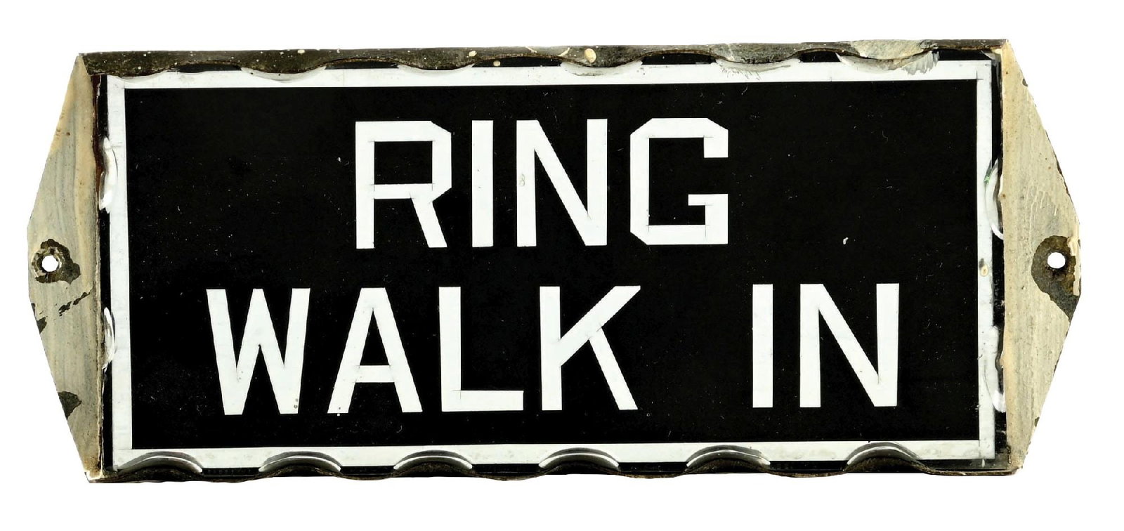 RING & WALK IN SCALLOPED GLASS SIGN (1 of 2)