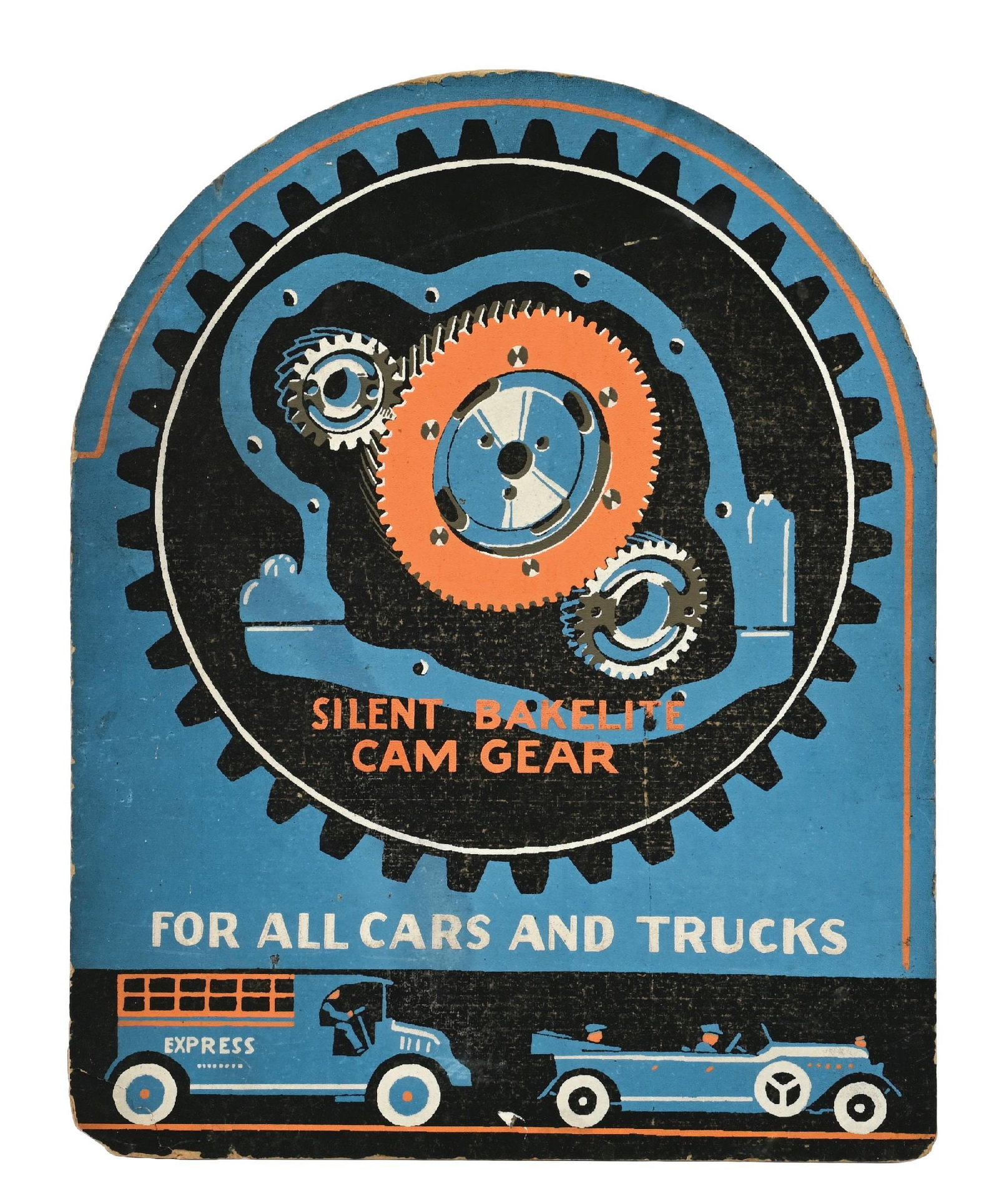 SILENT BAKELITE CAM GEAR CARDBOARD STORE DISPLAY SIGN (1 of 2)