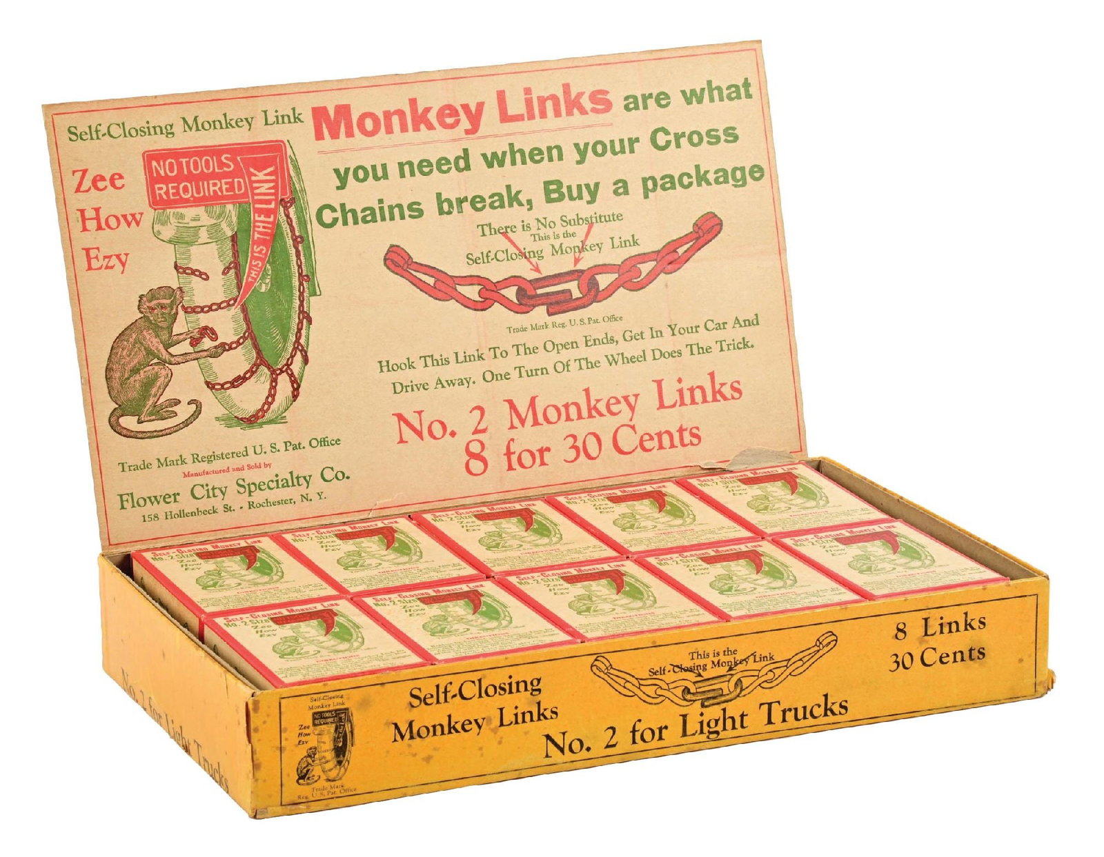MONKEY LINKS TIRE CHAINS NEW OLD STOCK STORE DISPLAY WITH PRODUCT BOXES (1 of 9)