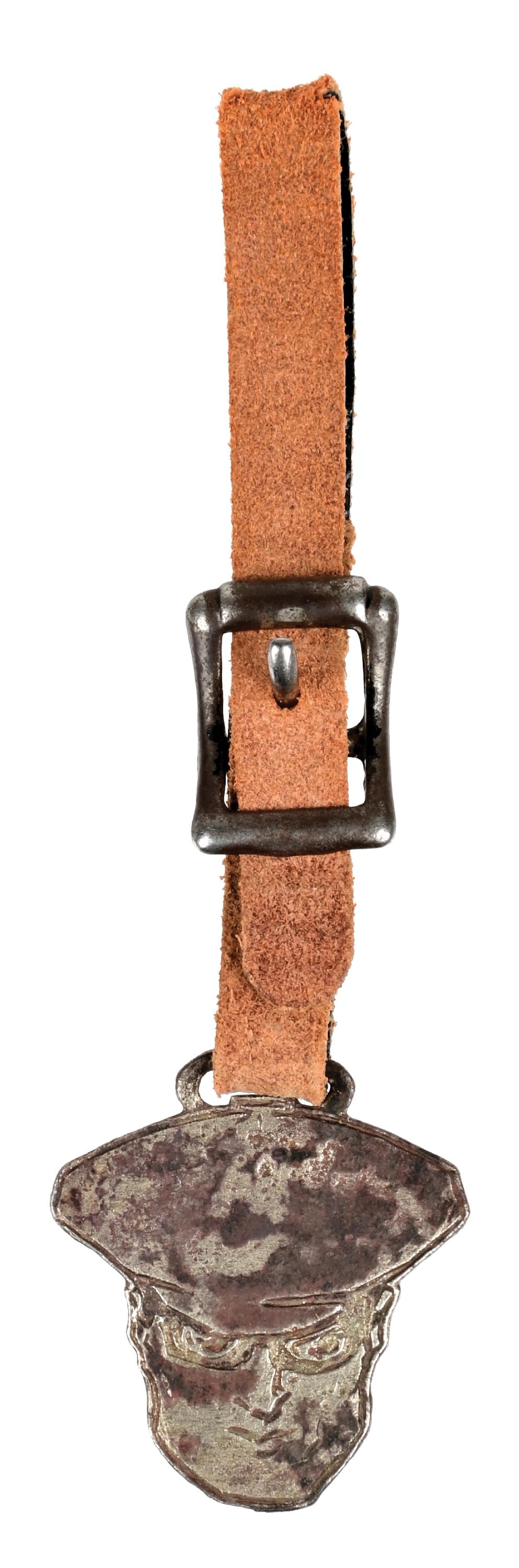 RARE OILZUM MOTOR OILS GERMAN SILVER FIGURAL WATCH FOB (1 of 2)