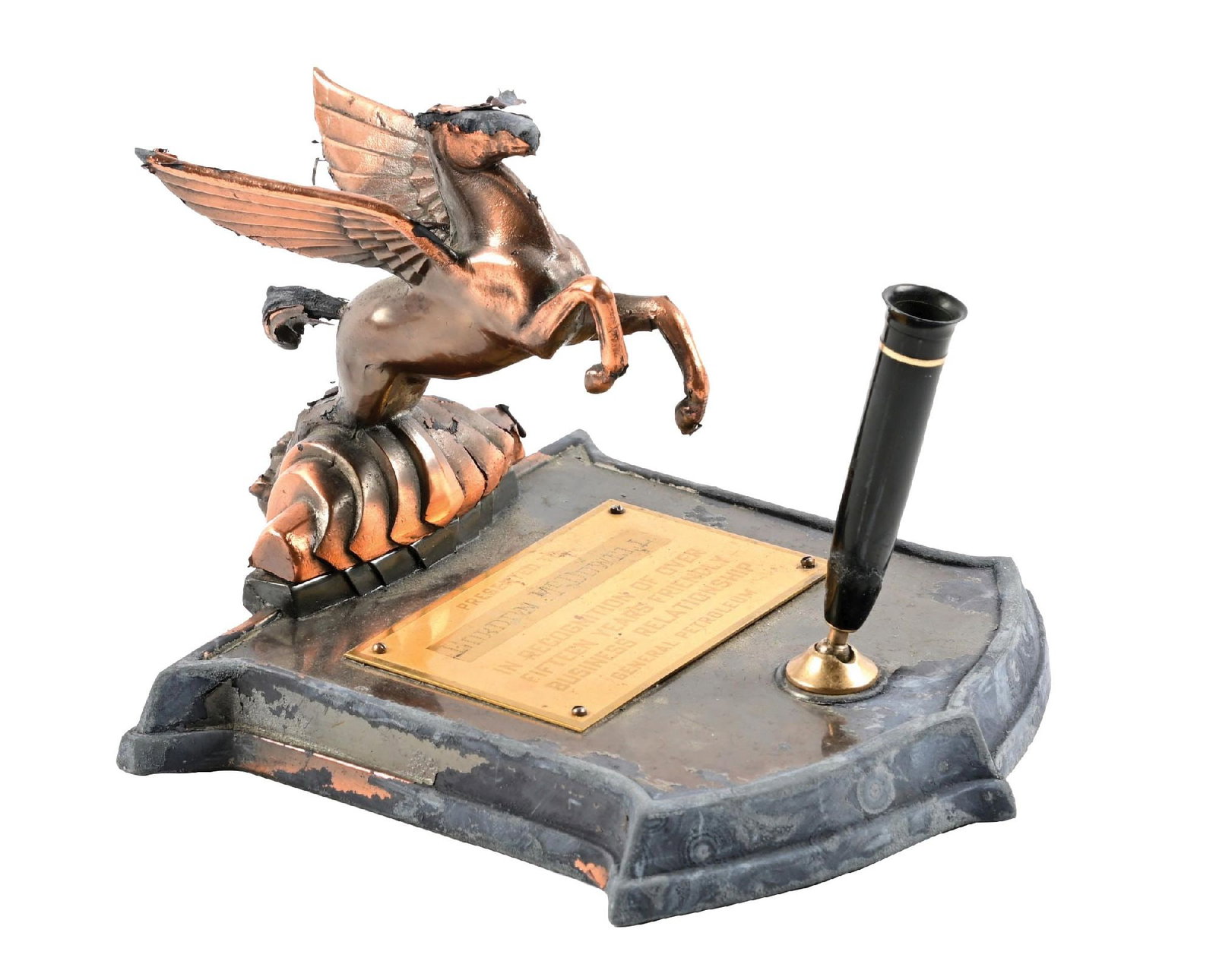 GENERAL PETROLEUM SERVICE AWARD DESK PLAQUE WITH PEN HOLDER (1 of 3)