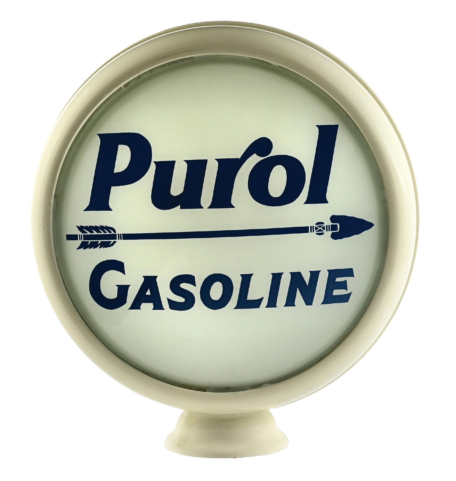 PUROL GASOLINE SINGLE 15" GLOBE LENS W/ ARROW GRAPHIC ON METAL HIGH PROFILE BODY (1 of 4)