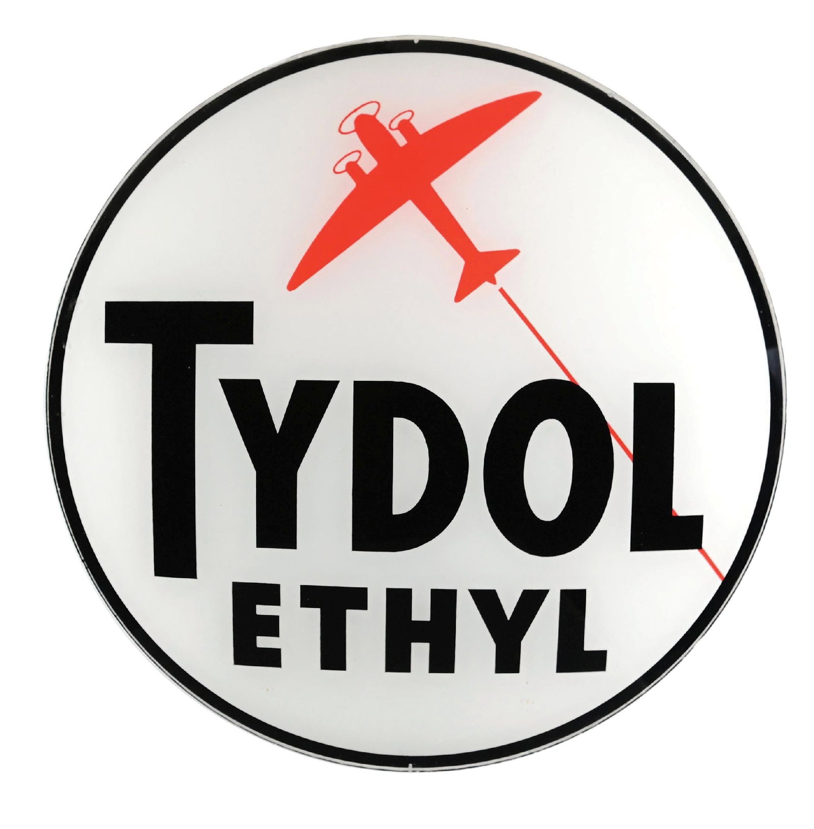 TYDOL ETHYL SINGLE 13.25" GLOBE LENS WITH AIRPLANE GRAPHIC (1 of 2)