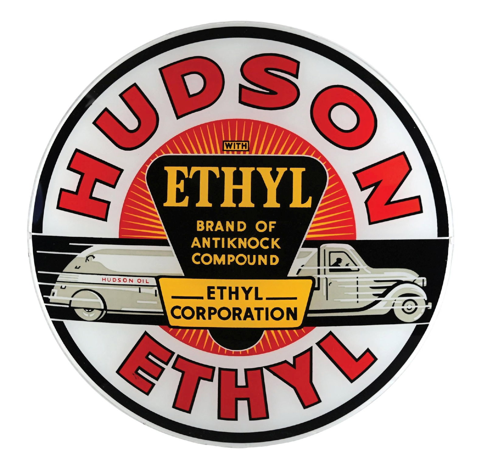 HUDSON ETHYL GASOLINE SINGLE 13.5" GLOBE LENS (1 of 2)