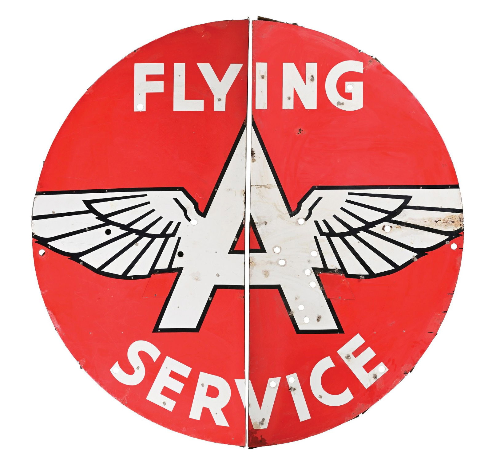 FLYING A SERVICE TWO-PIECE PORCELAIN NEON SKIN SIGN (1 of 5)