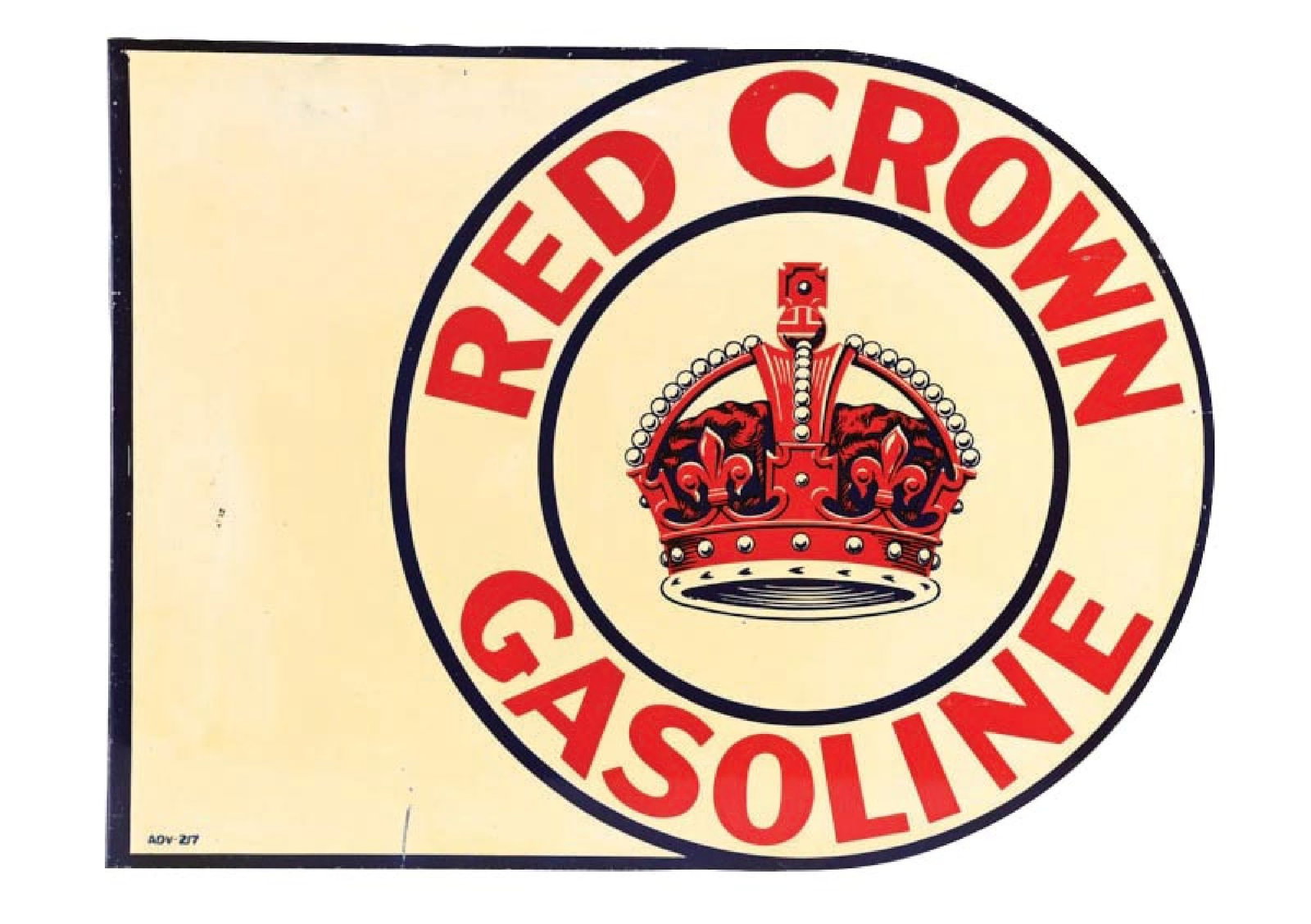 RARE RED CROWN GASOLINE TIN FLANGE SIGN (1 of 4)