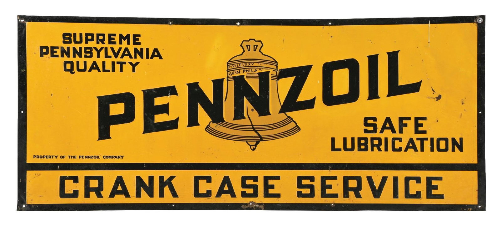 PENNZOIL CRANK CASE SERVICE EMBOSSED TIN SIGN (1 of 3)